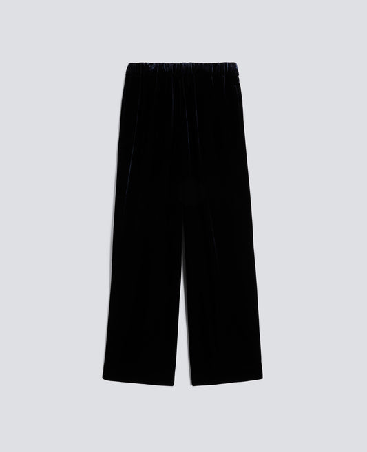 PANTALONE AMPIO IN VELLUTO DI COTONE-NAVY-NAVY-AZUL MARINO-NAVY-NAVY