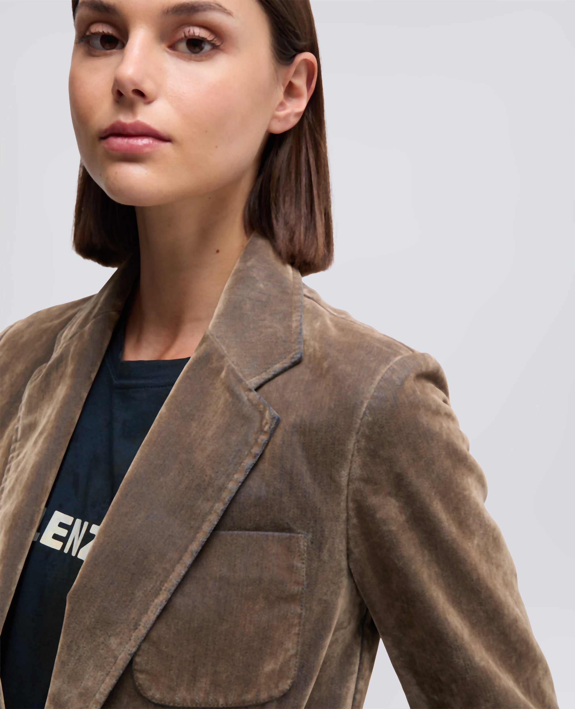 GIACCA MONOPETTO IN DENIM FLOCCATO DELAVE-TORTORA-DOVE GREY-T¢RTOLA-TAUBENGRAU-TOURTERELLE