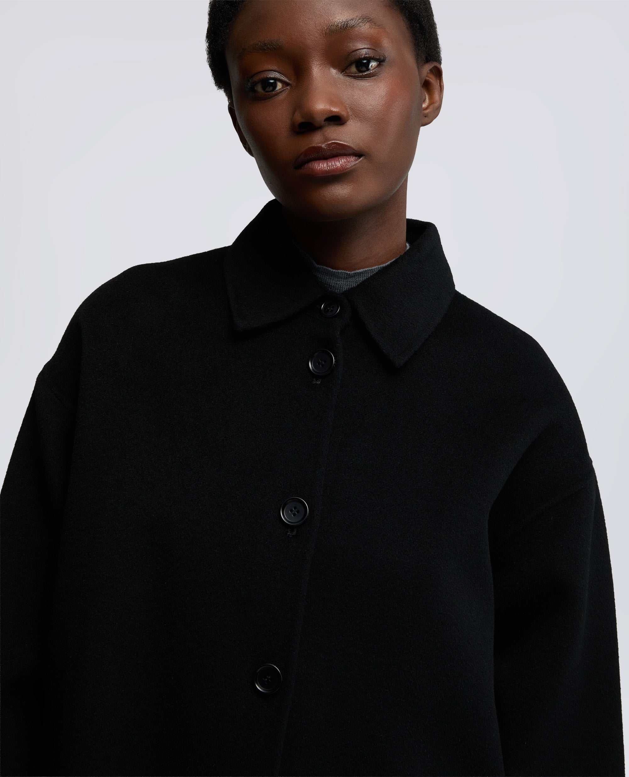 OVERSHIRT IN DOUBLE DI LANA-NERO-BLACK-NEGRO-SCHWARZ-NOIR