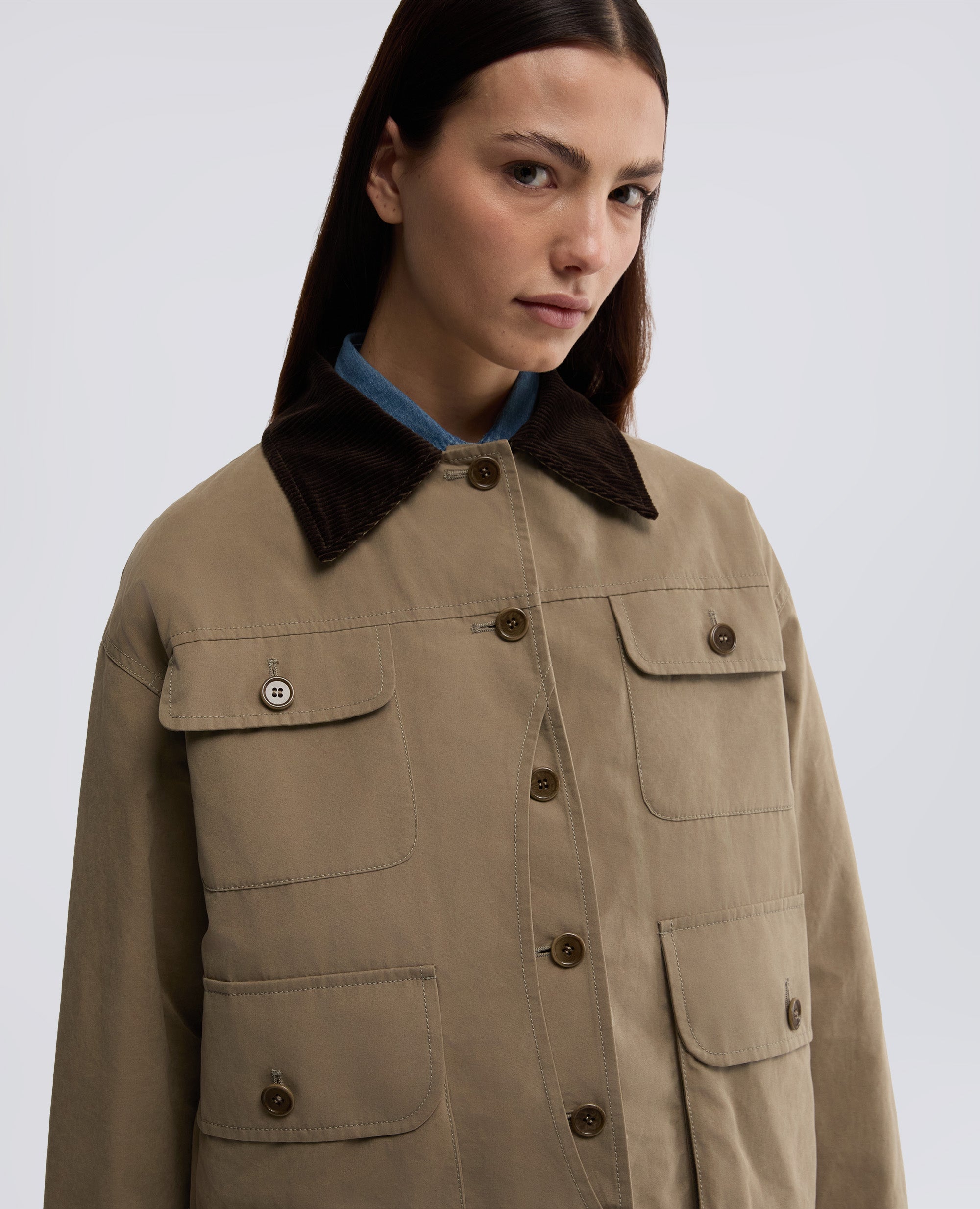 GIUBBOTTO IN TELA DI MISTO COTONE-TORTORA-DOVE GREY-T¢RTOLA-TAUBENGRAU-TOURTERELLE