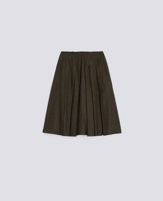 GONNA MIDI IN FLANELLA-MILITARE-MILITARY-MILITAR-MILITAR-MILITAIRE