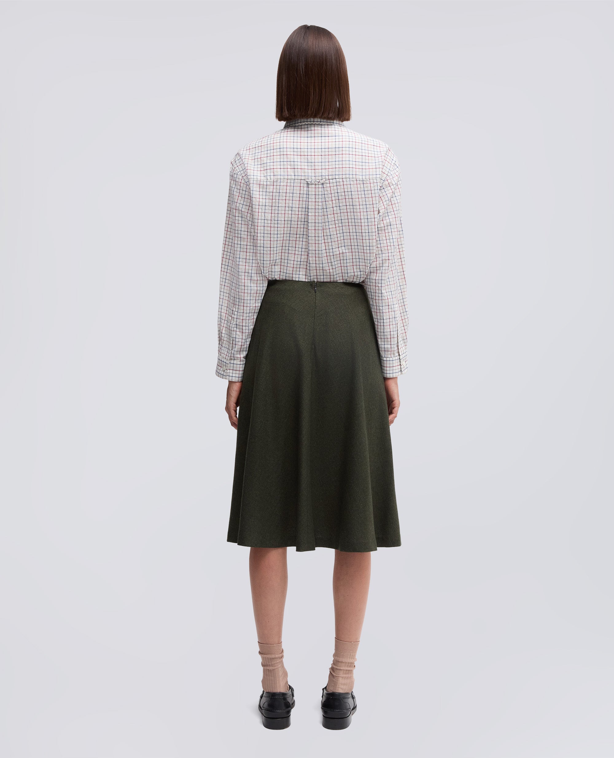 GONNA MIDI IN FLANELLA-MILITARE-MILITARY-MILITAR-MILITAR-MILITAIRE