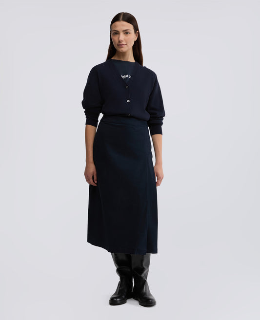GONNA LONGUETTE IN GABARDINA DI COTONE STRETCH-NAVY-NAVY-AZUL MARINO-NAVY-NAVY