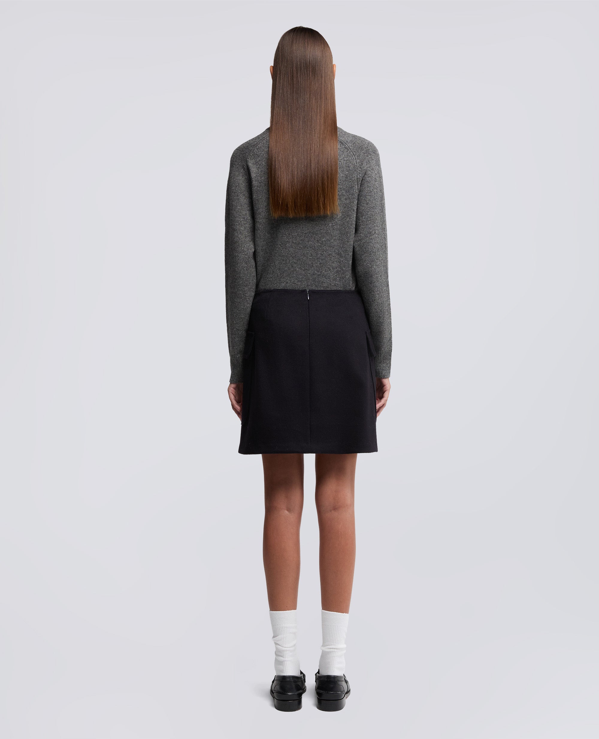 MINIGONNA IN LANA VERGINE E ALPACA-NAVY-NAVY-AZUL MARINO-NAVY-NAVY