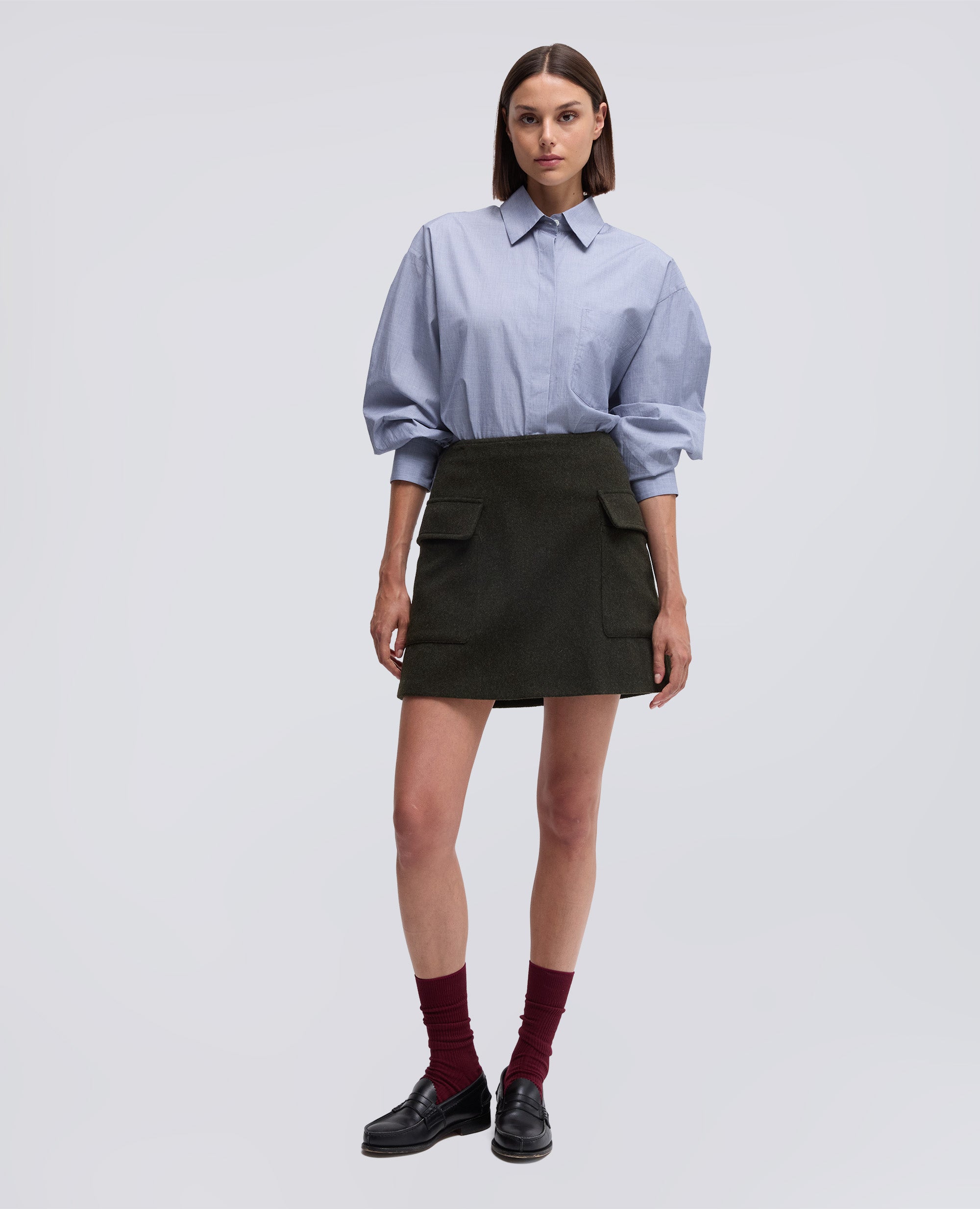 MINIGONNA IN LANA VERGINE E ALPACA-MILITARE-MILITARY-MILITAR-MILITAR-MILITAIRE