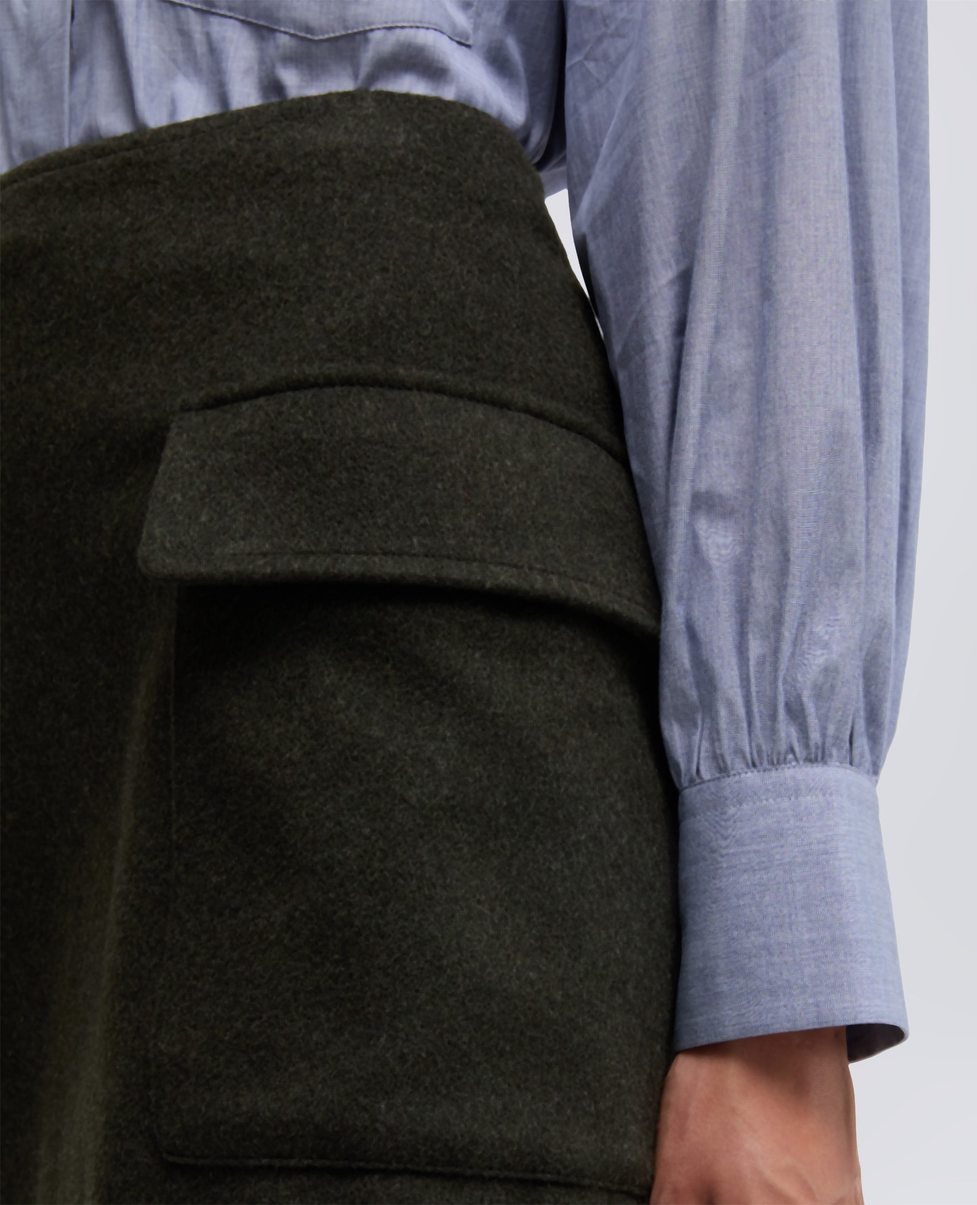 MINIGONNA IN LANA VERGINE E ALPACA-MILITARE-MILITARY-MILITAR-MILITAR-MILITAIRE