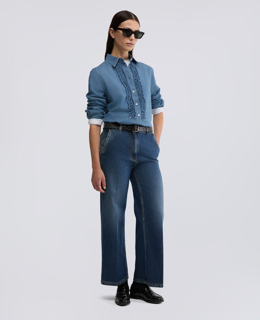 CAMICIA IN CHAMBRAY DI COTONE-DENIM-DENIM-DENIM-DENIM-DENIM