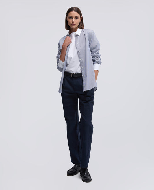 CAMICIA IN PIN POINT DI COTONE-RIGHE BLU-RIGHE BLU-RIGHE BLU-RIGHE BLU-RIGHE BLU