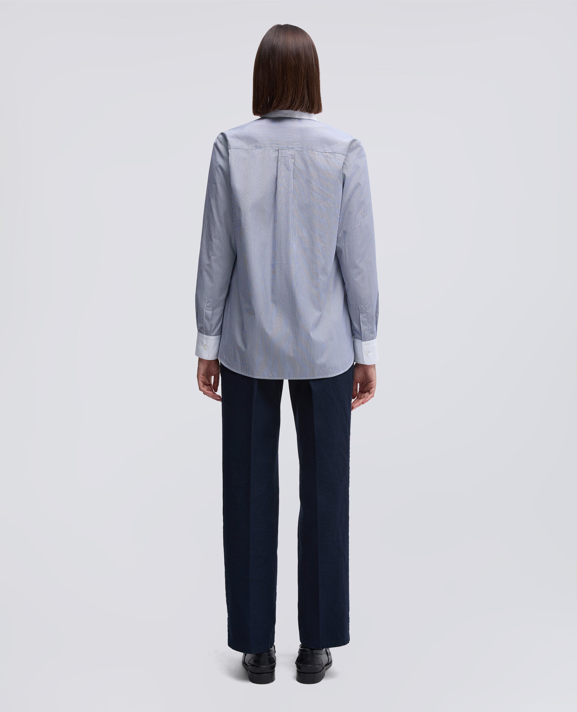 CAMICIA IN PIN POINT DI COTONE-RIGHE BLU-RIGHE BLU-RIGHE BLU-RIGHE BLU-RIGHE BLU