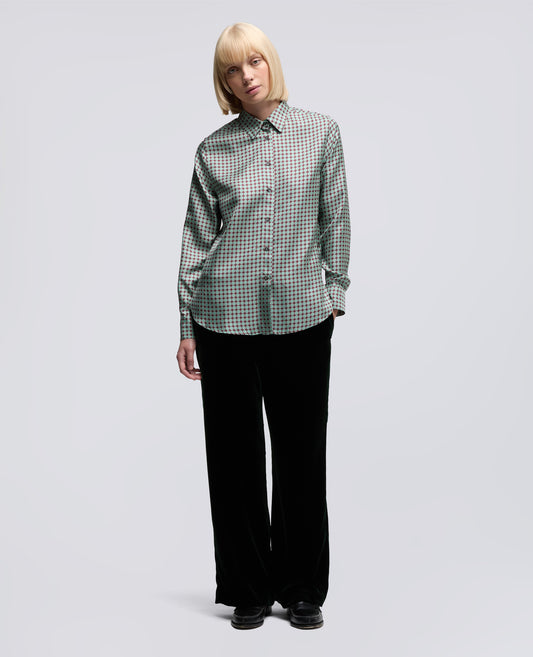 CAMICIA IN SETA CON STAMPA-VERDE/MARRONE-VERDE/MARRONE-VERDE/MARRONE-VERDE/MARRONE-VERDE/MARRONE