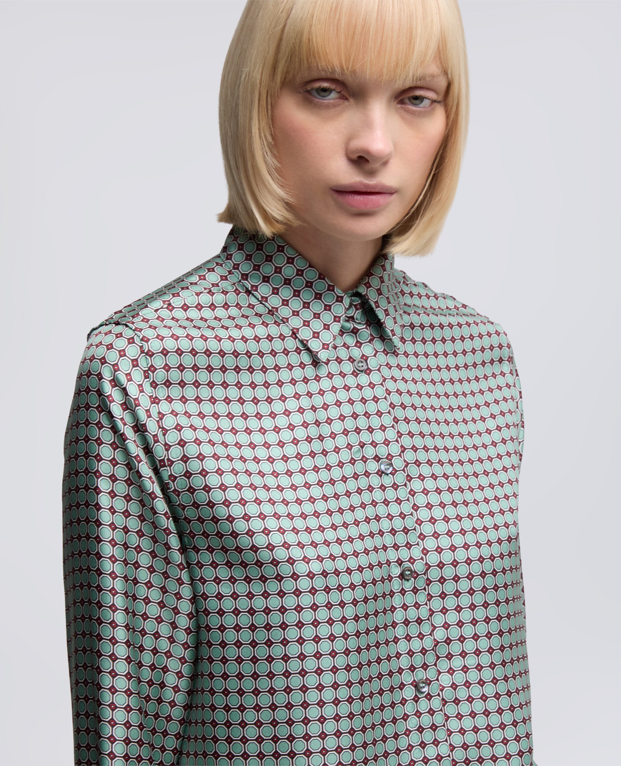 CAMICIA IN SETA CON STAMPA-VERDE/MARRONE-VERDE/MARRONE-VERDE/MARRONE-VERDE/MARRONE-VERDE/MARRONE