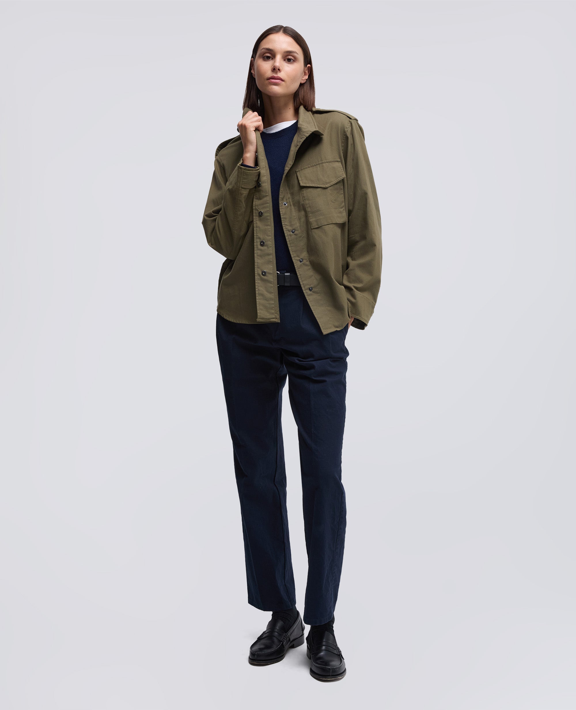 CAMICIA MILITARE IN TWILL DI COTONE-MILITARE-MILITARY-MILITAR-MILITAR-MILITAIRE