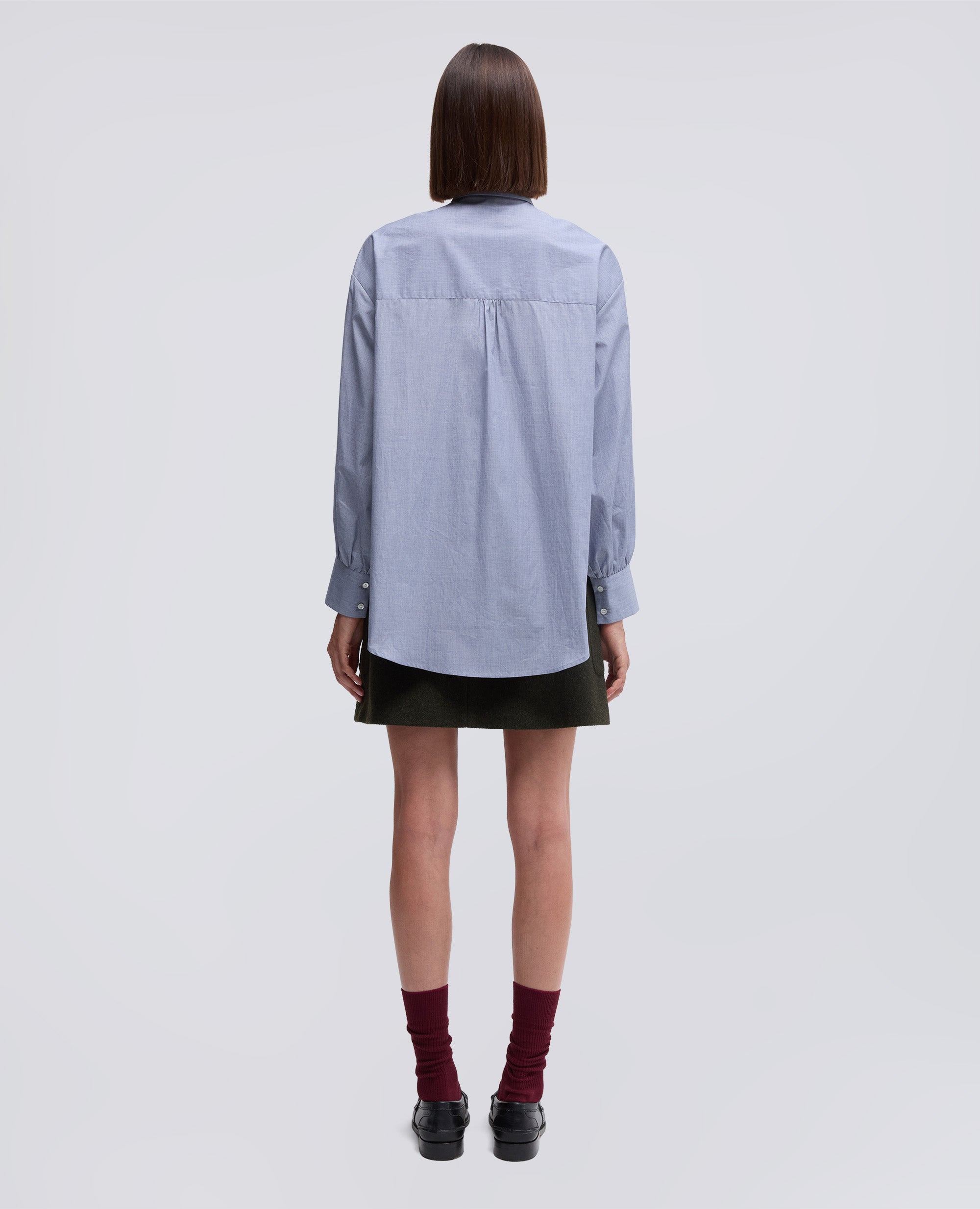 CAMICIA MASCHILE IN PIN POINT DI COTONE-CHAMBRAY-CHAMBRAY-AZUL CLARO-CHAMBRAY-CHAMBRAY