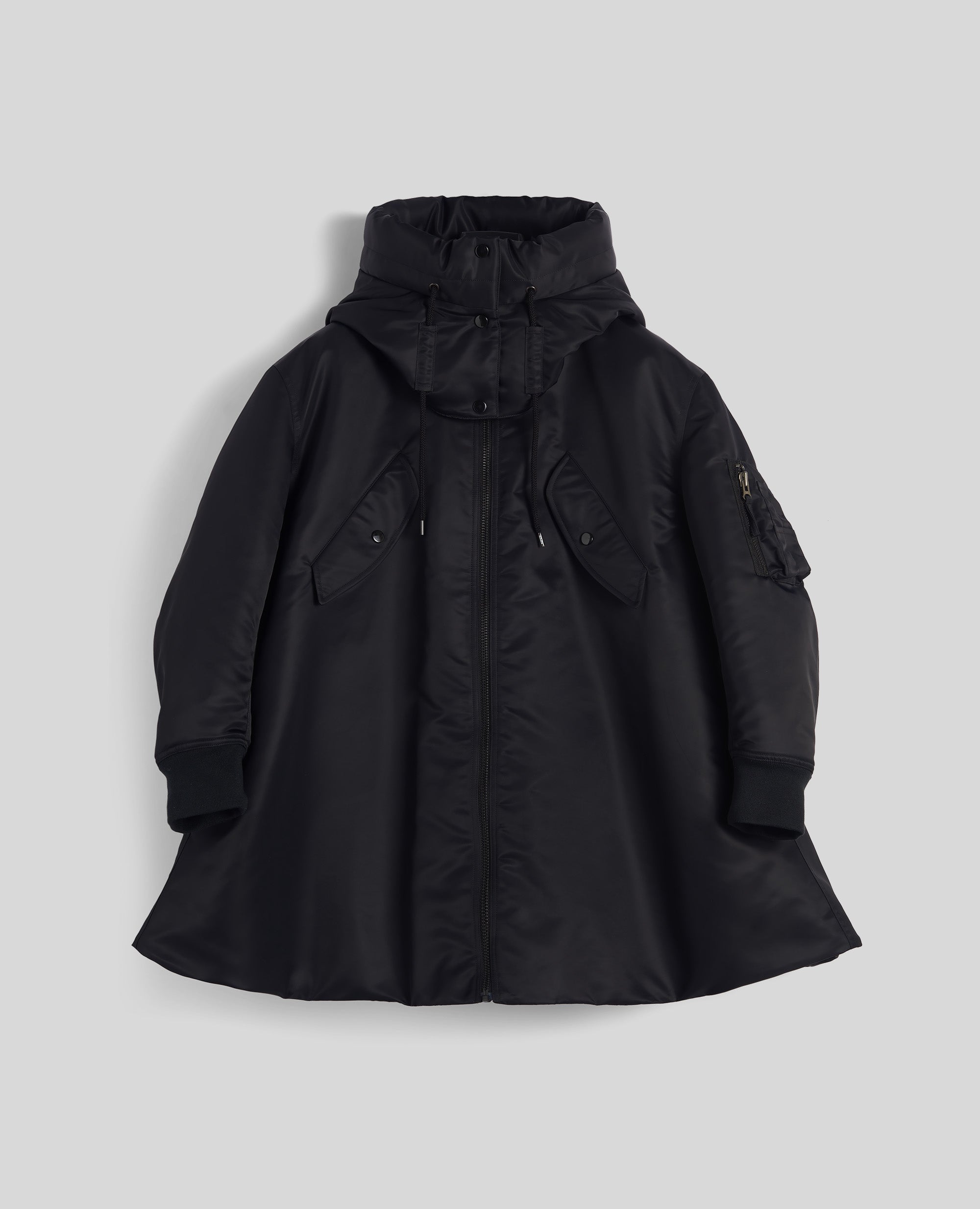 BOMBER IN RASO CON CAPPUCCIO-NERO-BLACK-NEGRO-SCHWARZ-NOIR