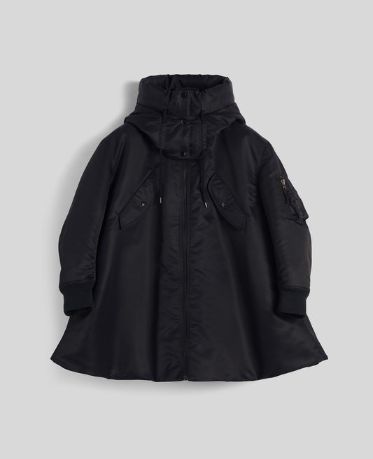 BOMBER IN RASO CON CAPPUCCIO-NERO-BLACK-NEGRO-SCHWARZ-NOIR