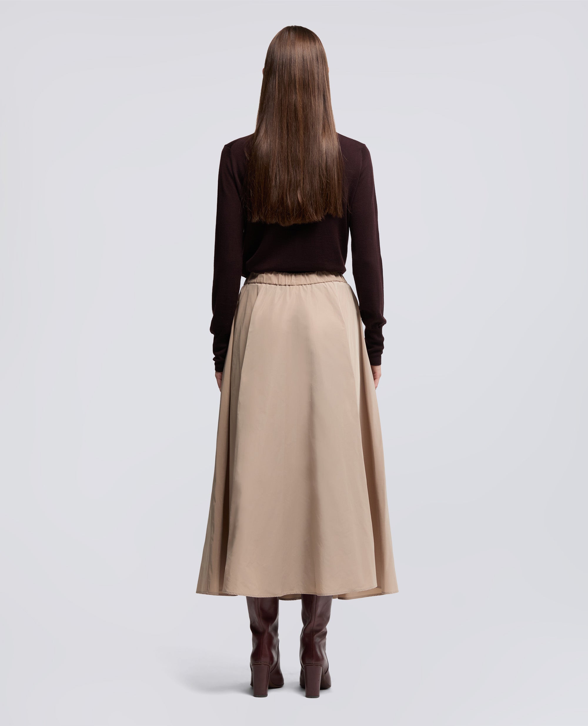 GONNA MIDI CON PIEGHE-BEIGE-BEIGE-BEIS-BEIGE-BEIGE