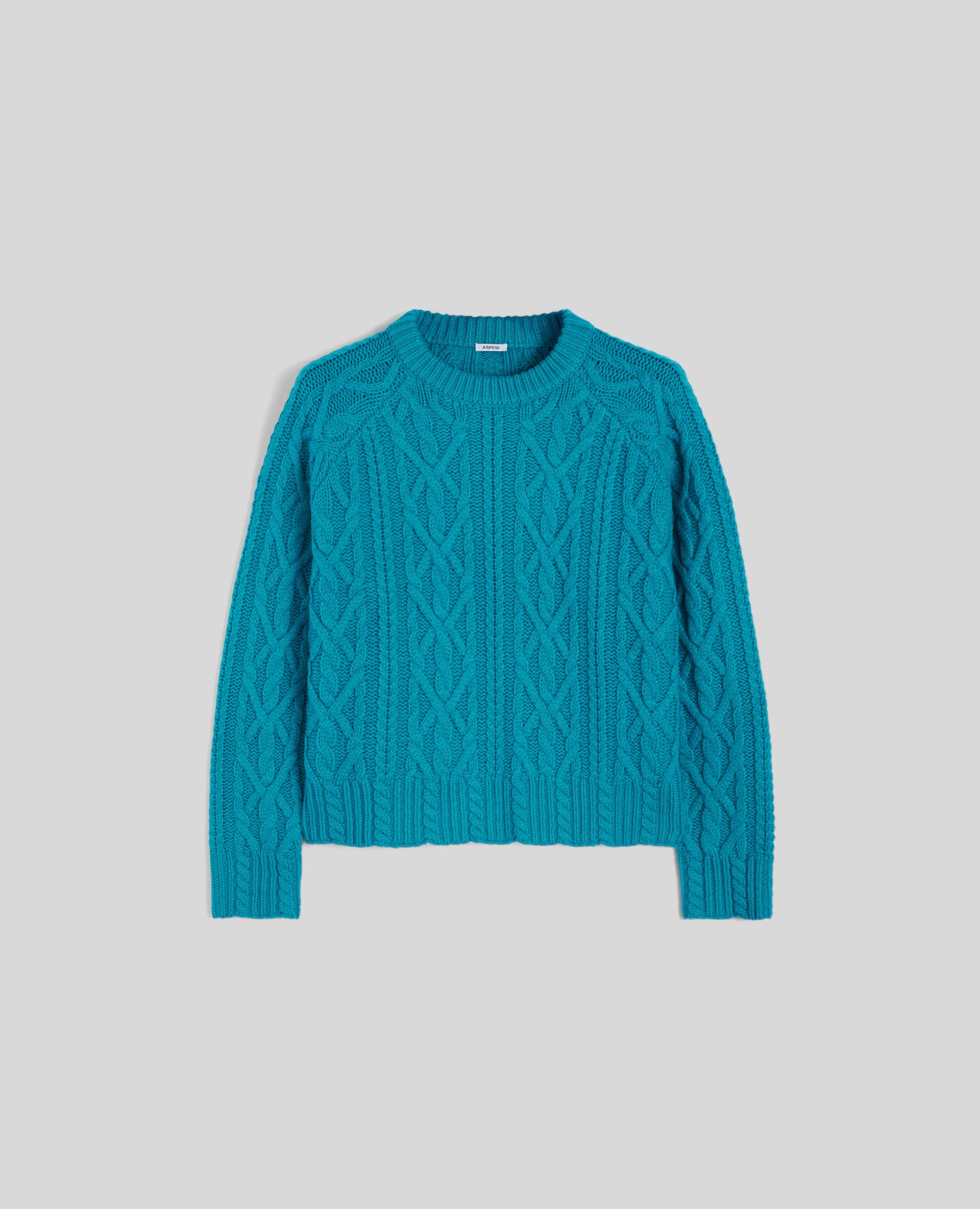 MAGLIA GIROCOLLO IN LANA-TURCHESE-TURQUOISE-TURQUESA-TURKIS-TURQUOISE
