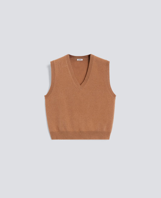 GILET IN LANA CASHMERE-CAMMELLO-CAMEL-CAMELLO-KAMEL-CAMEL