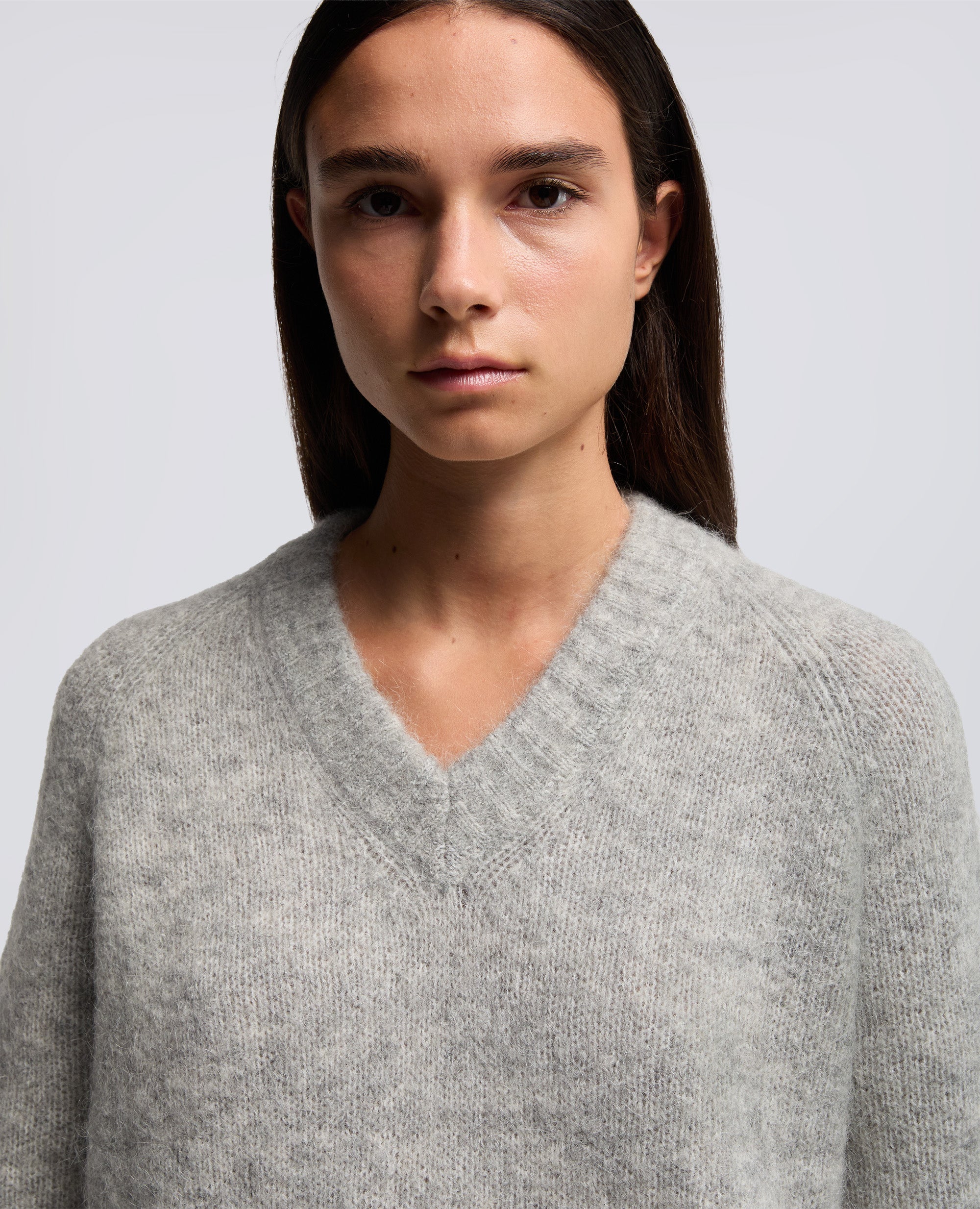 MAGLIA IN MISTO LANA MOHAIR-GRIGIO-GREY-GRIS-GRAU-GRIS