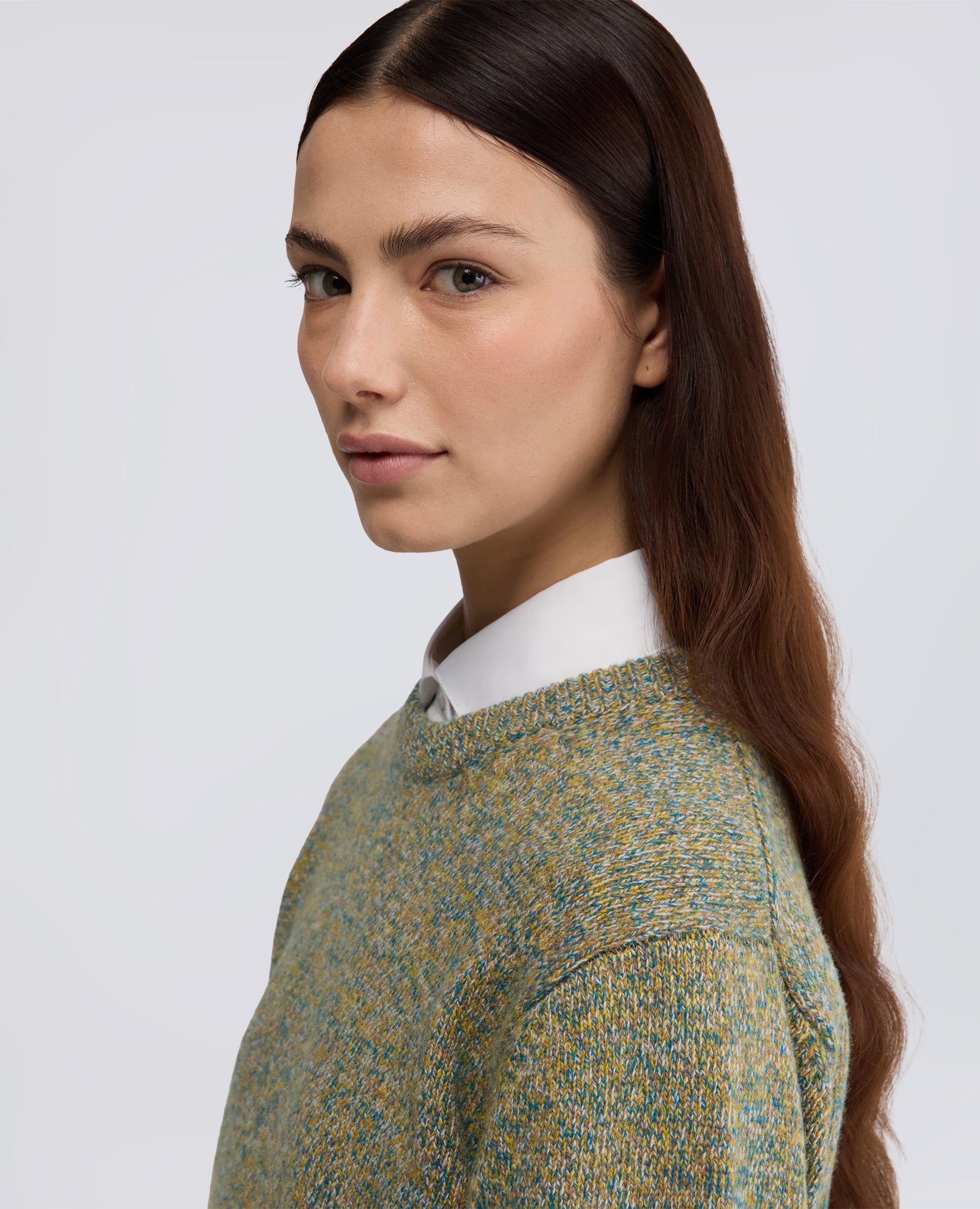 MAGLIA GIROCOLLO IN LANA MOULINE-TURCHESE-TURQUOISE-TURQUESA-TURKIS-TURQUOISE