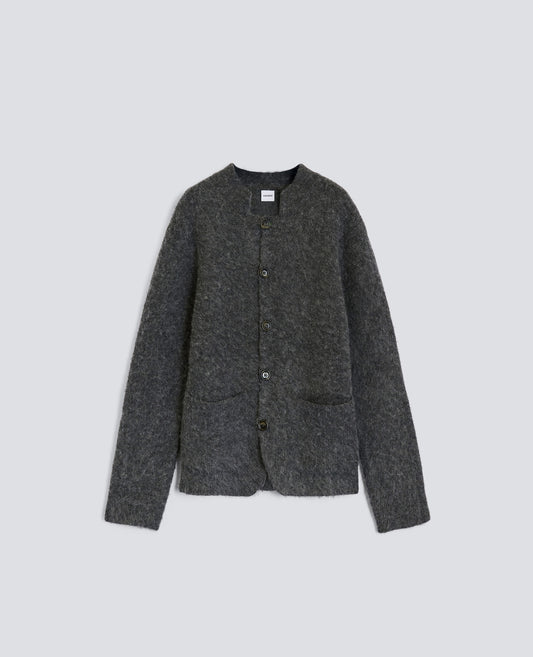 CARDIGAN IN LANA GARZATA-GRIGIO-GREY-GRIS-GRAU-GRIS