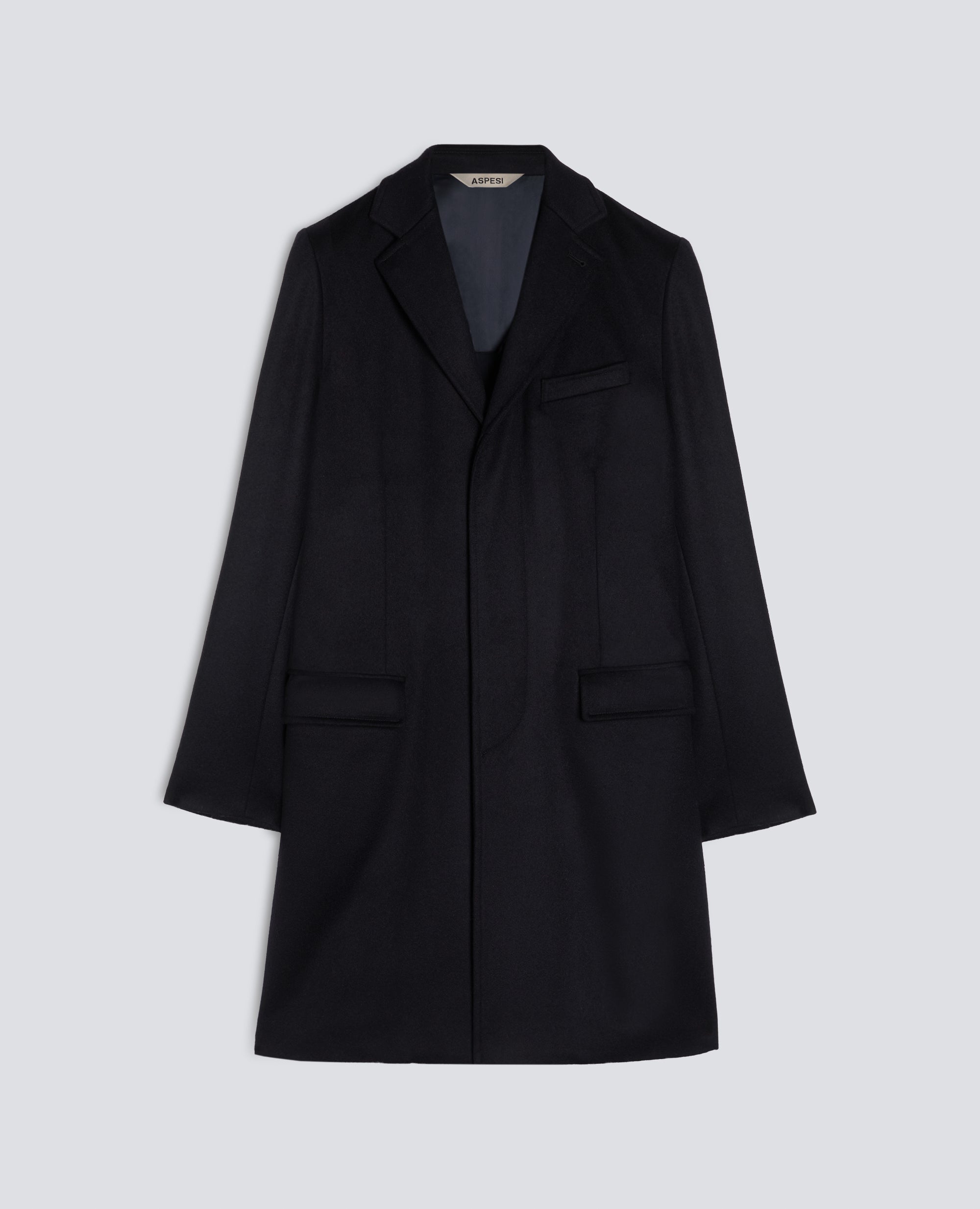 CAPPOTTO IN LANA VERGINE E ALPACA CON OVATTA THERMORE® - BLU - ASPESI