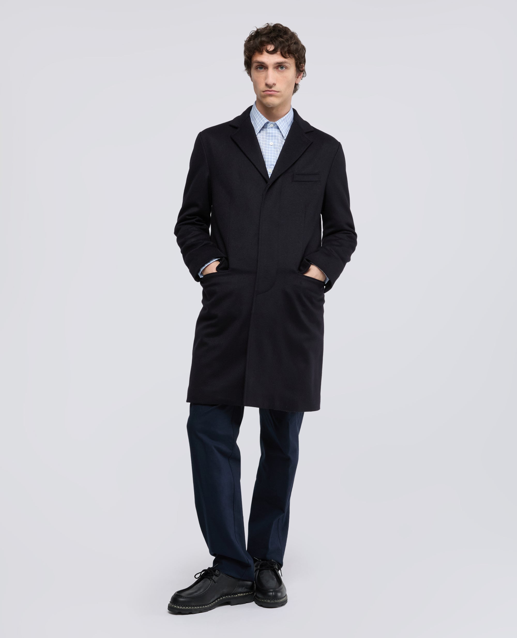 CAPPOTTO IN LANA VERGINE E ALPACA CON OVATTA THERMORE® - BLU - ASPESI