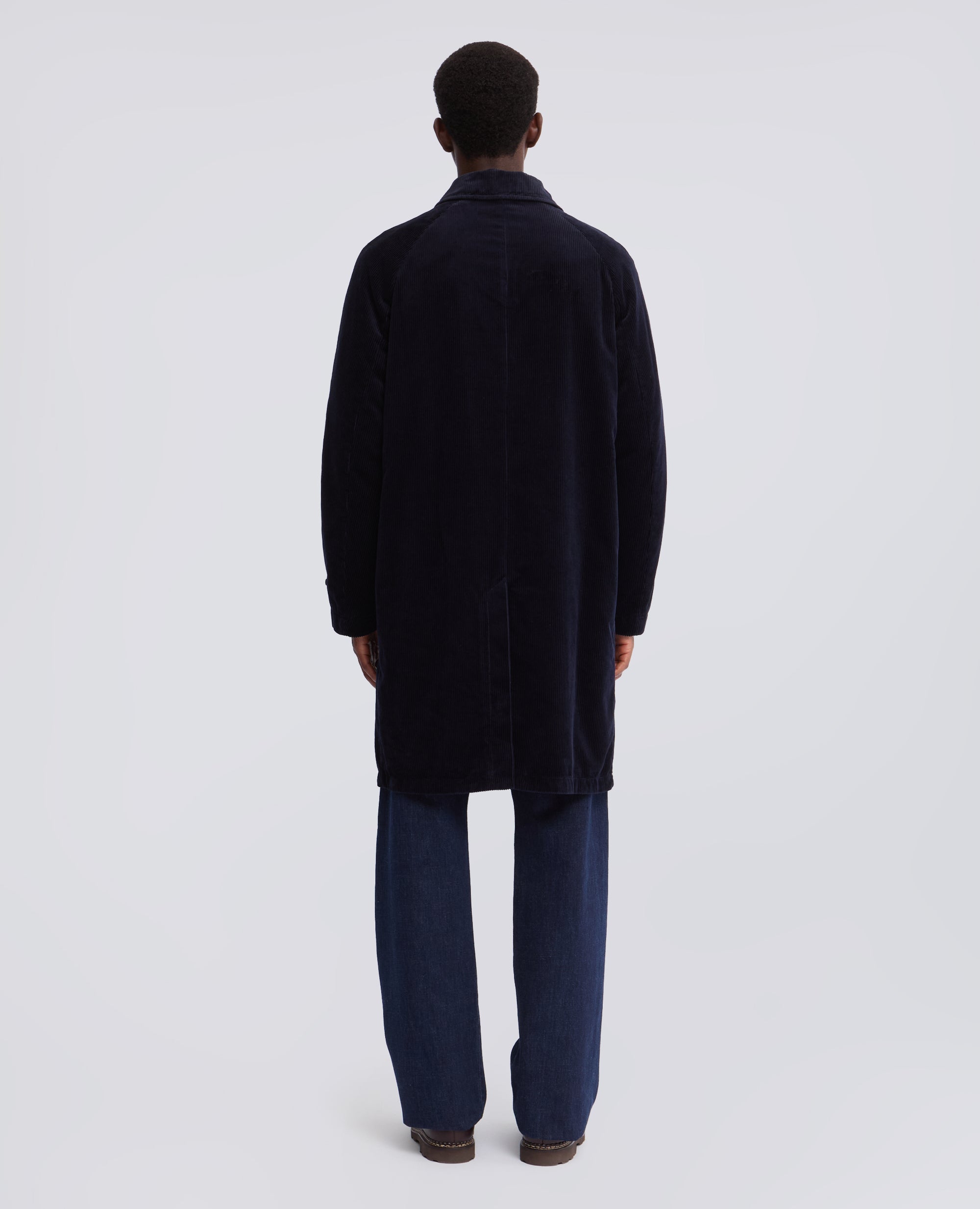 CAPPOTTO MONO PETTO IN VELLUTO DI COTONE A COSTE INGLESE - BLU - ASPESI