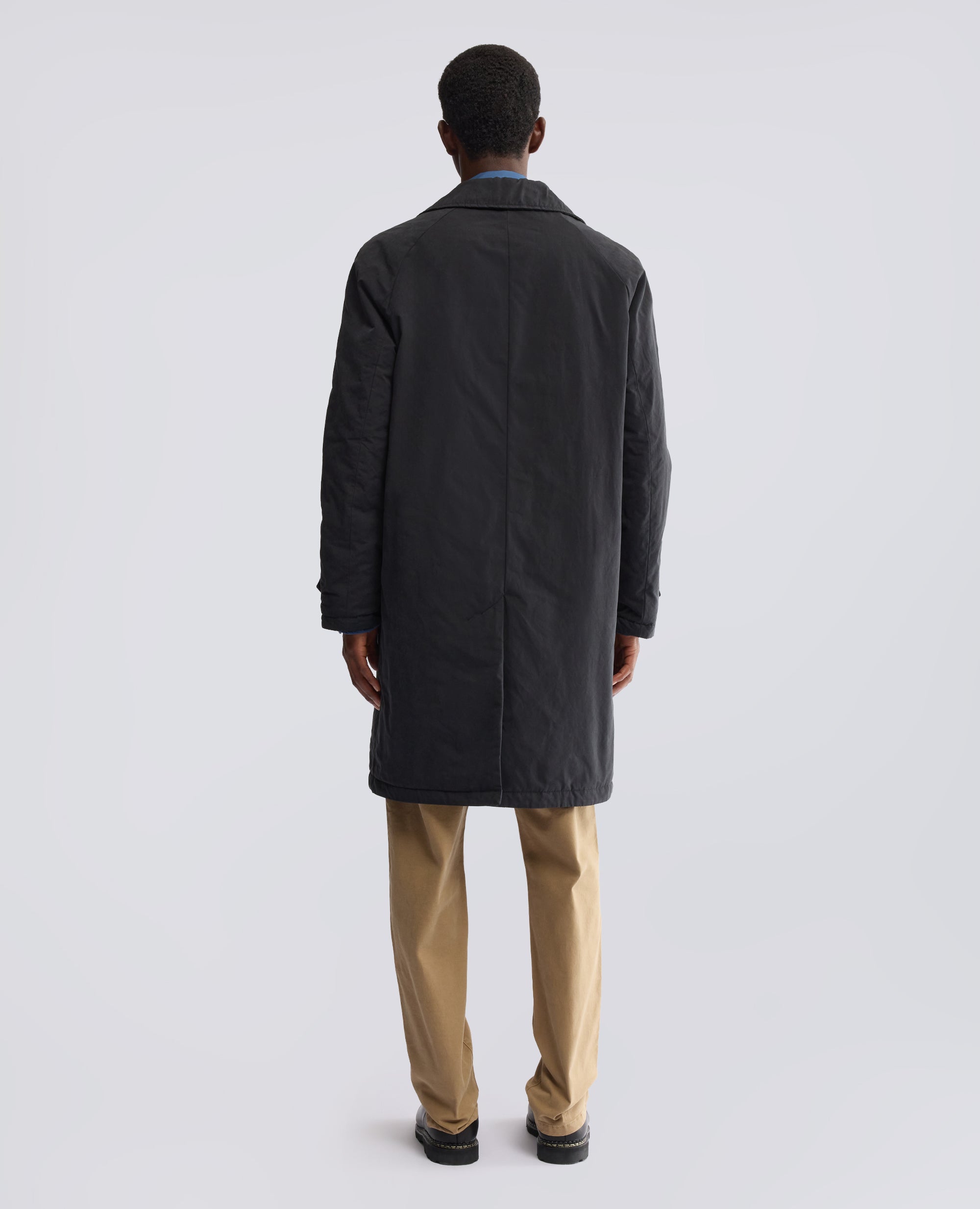 MANTEAU DROIT EN TOILE DRY WAX MATELASSE AVEC OUATE THERMORE - BLEU - ASPESI