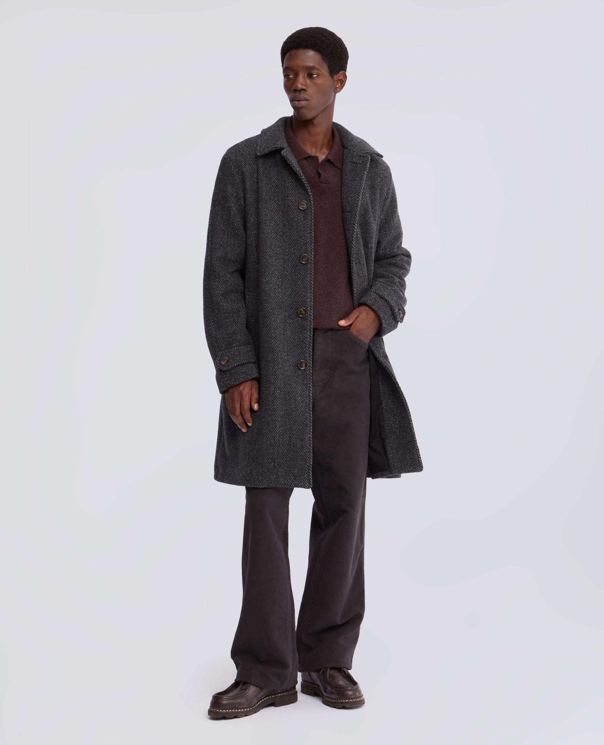 CAPPOTTO IN LANA GARZATA BOUCLE - GRIGIO - ASPESI