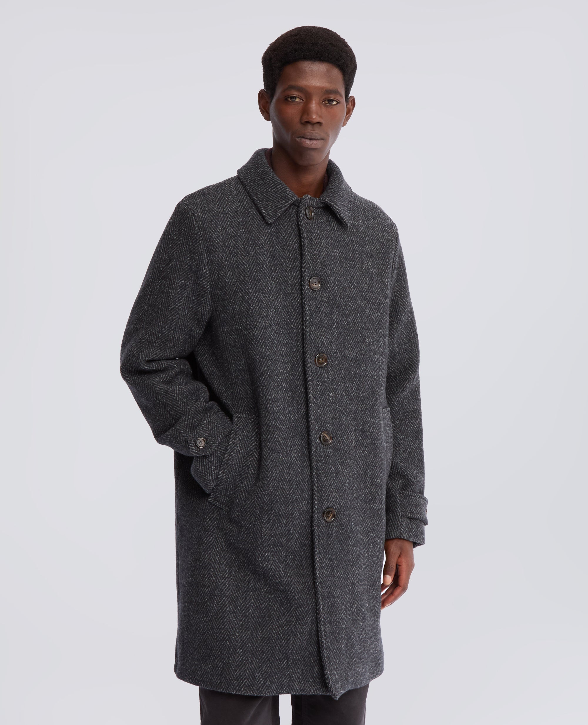 CAPPOTTO IN LANA GARZATA BOUCLE - GRIGIO - ASPESI