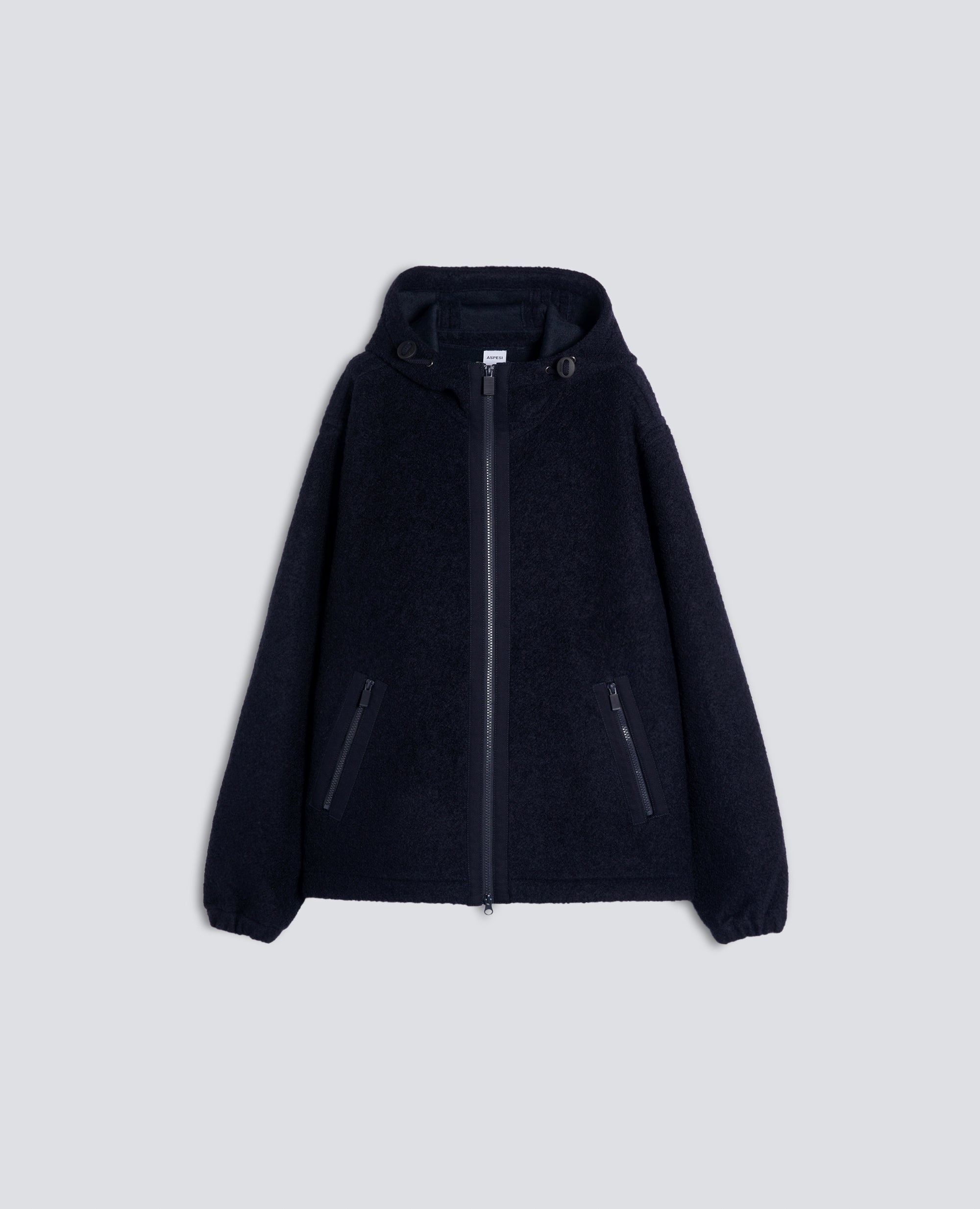 SWEAT-SHIRT EN LAINE MELANGEE A CAPUCHE - BLEU - ASPESI