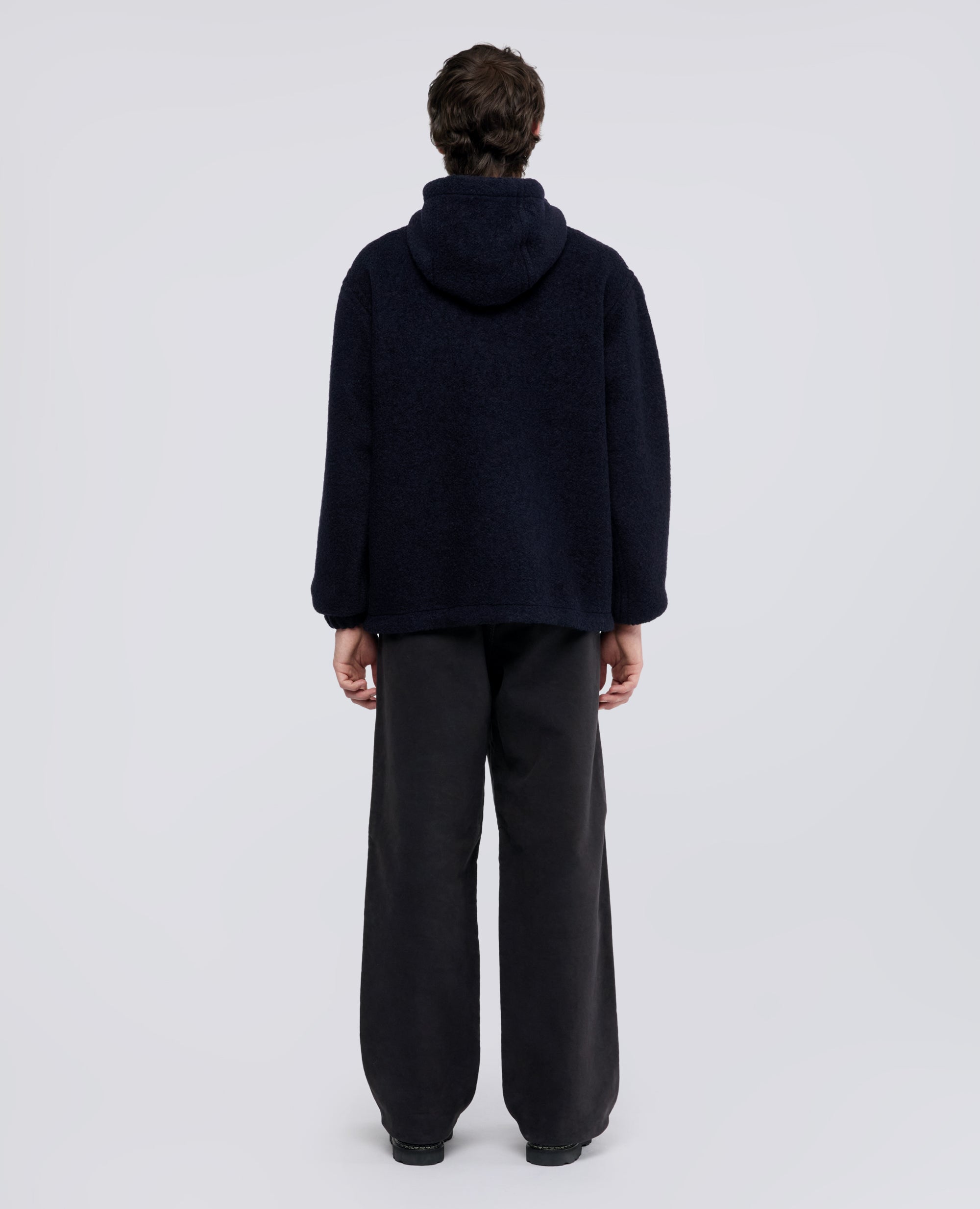 SWEAT-SHIRT EN LAINE MELANGEE A CAPUCHE - BLEU - ASPESI