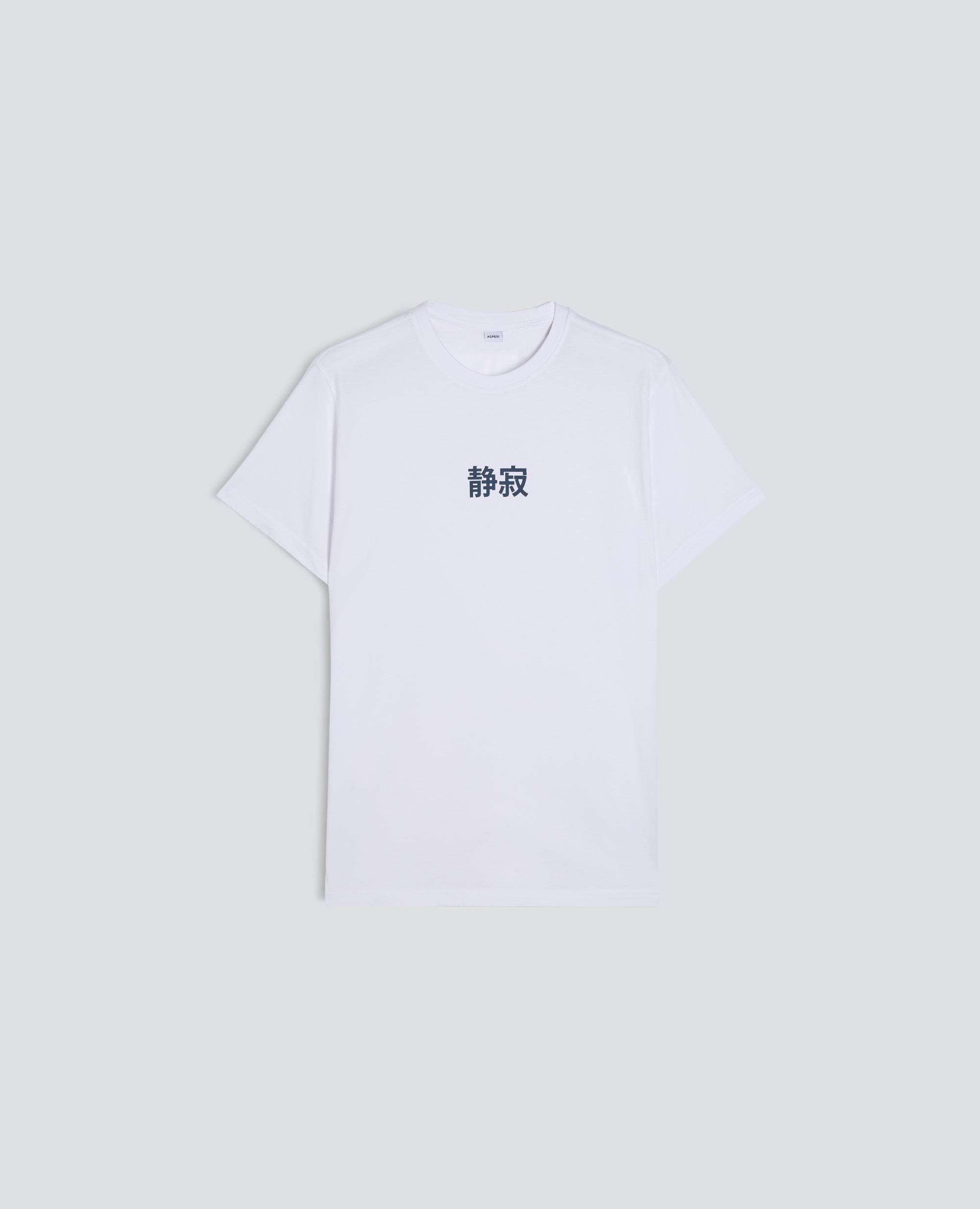 T-SHIRT IN JERSEY DI COTONE CON STAMPA  -SILENZIO- IN GIAPPONESE - BIANCO - ASPESI