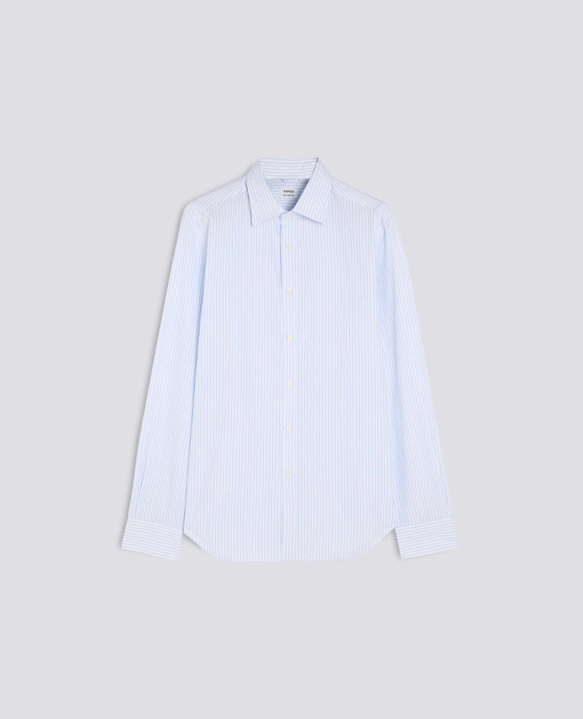 CAMICIA SERGE IN POPELINE DI COTONE RIGATO - AZZURRO - ASPESI