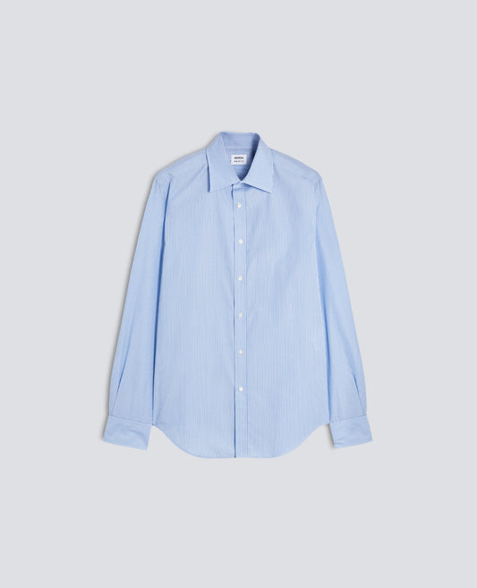 CHEMISE SERGE EN POPELINE DE COTON RAYE - AZZURRO - ASPESI