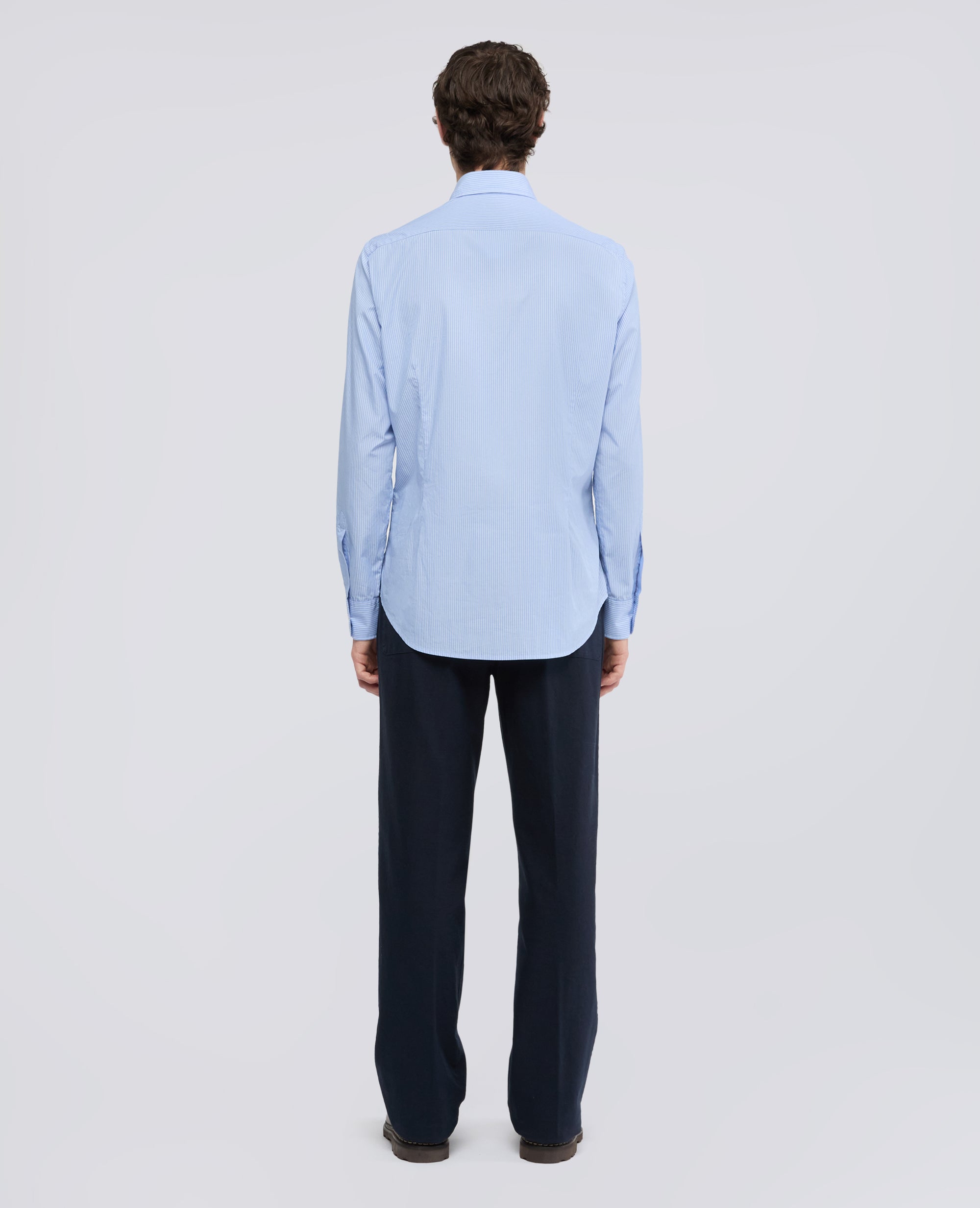 CAMICIA SERGE IN POPELINE DI COTONE RIGATO - AZZURRO - ASPESI