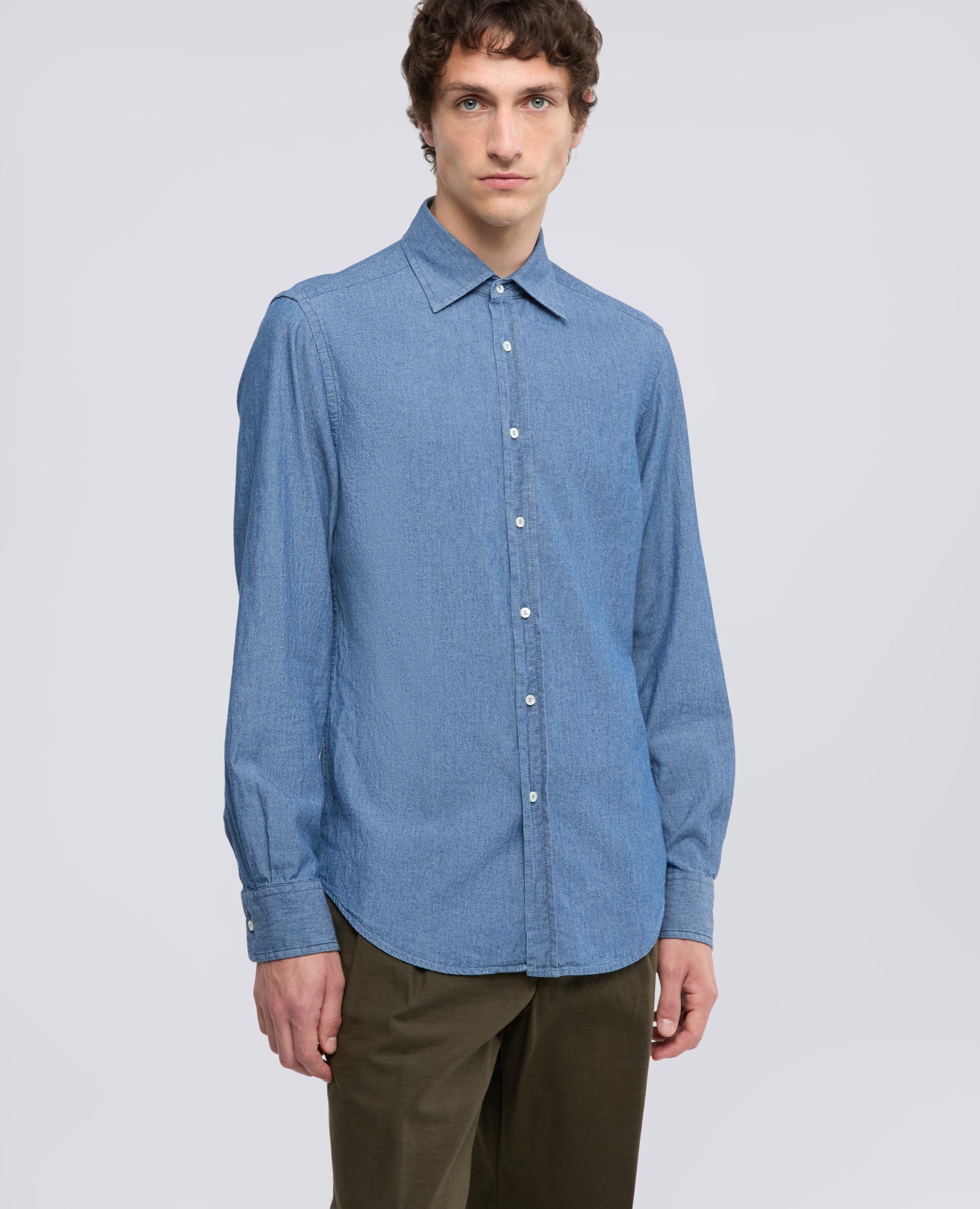 CAMICIA IN CHAMBRAY DI COTONE GIAPPONESE - DENIM MEDIO - ASPESI