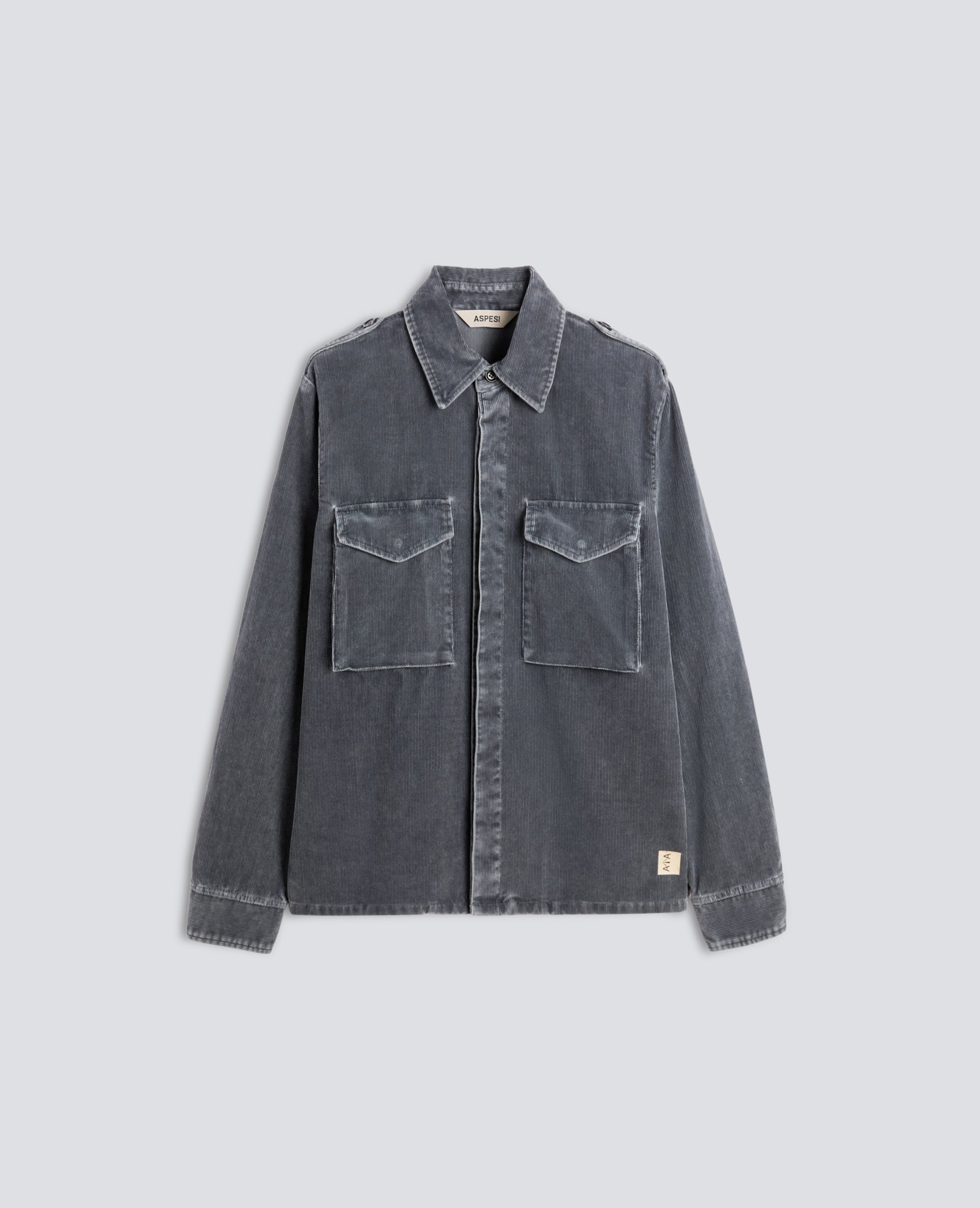 CAMICIA MILITARE FIELD IN VELLUTO 1000 RIGHE DI MISTO COTONE - GRIGIO - ASPESI
