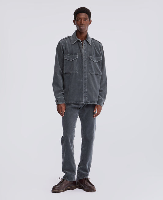 1000-WALE COTTON-BLEND CORDUROY MILITARY FIELD SHIRT - GREY - ASPESI