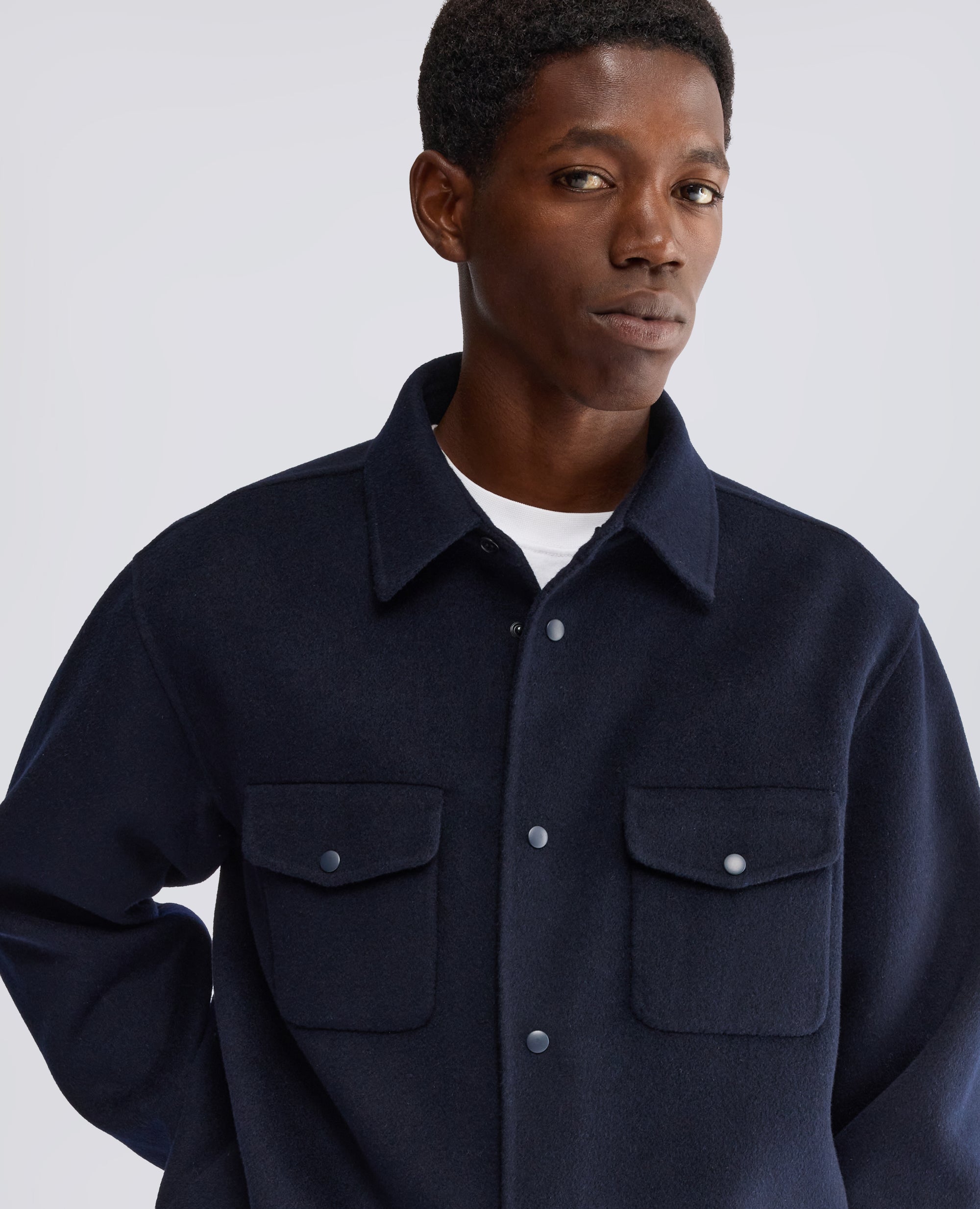 DOUBLE-FACED WOOL -13- SHIRT - BLUE - ASPESI