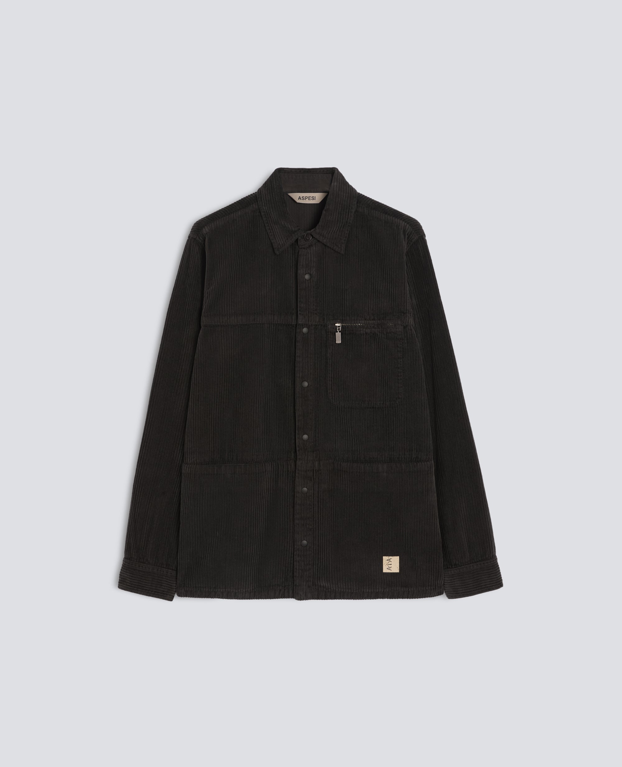 CAMICIA SFODERATA IN VELLUTO DI COTONE A COSTE 500 RIGHE TINTO CAPO - MARRONE - ASPESI