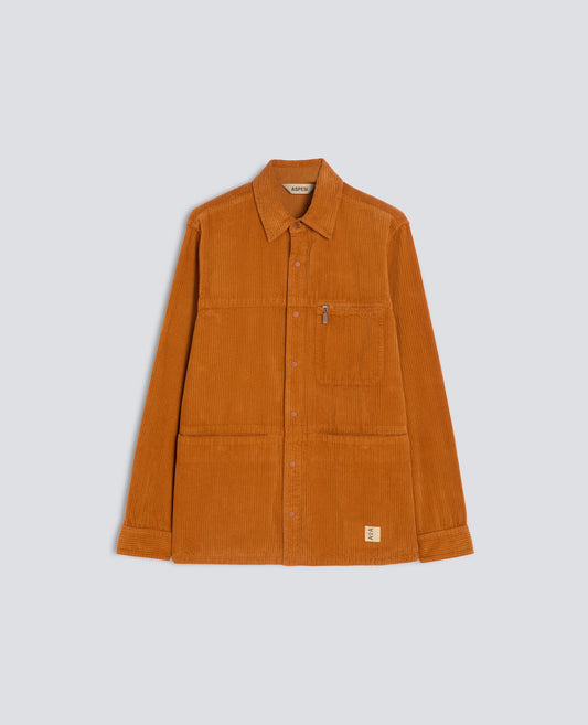 GARMENT-DYED UNLINED 500-WALE COTTON CORDUROY SHIRT - ORANGE - ASPESI