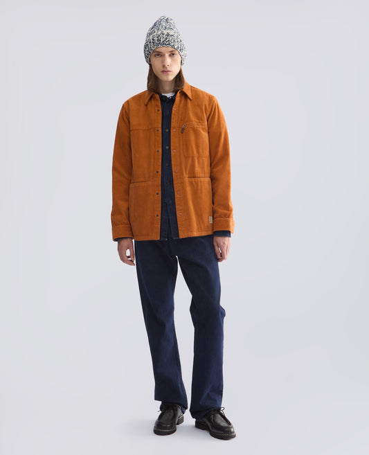 GARMENT-DYED UNLINED 500-WALE COTTON CORDUROY SHIRT - ORANGE - ASPESI