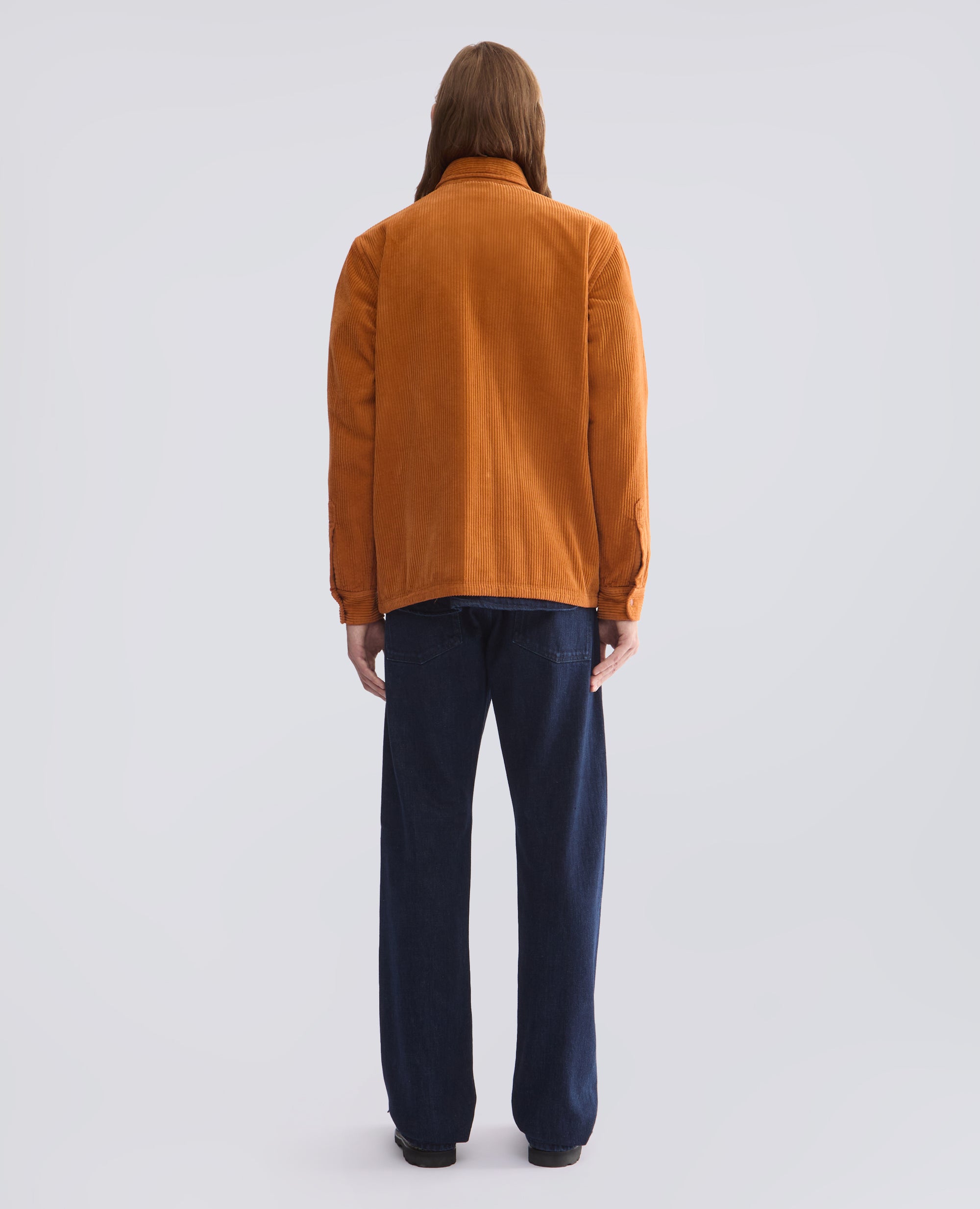 CAMICIA SFODERATA IN VELLUTO DI COTONE A COSTE 500 RIGHE TINTO CAPO - ARANCIO - ASPESI