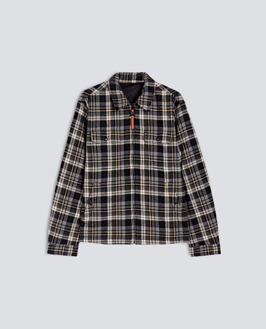 BRUSHED COTTON CHECK FLANNEL SHIRT LINED IN NYLON, REVERSIBLE - MULTICOLOR - ASPESI