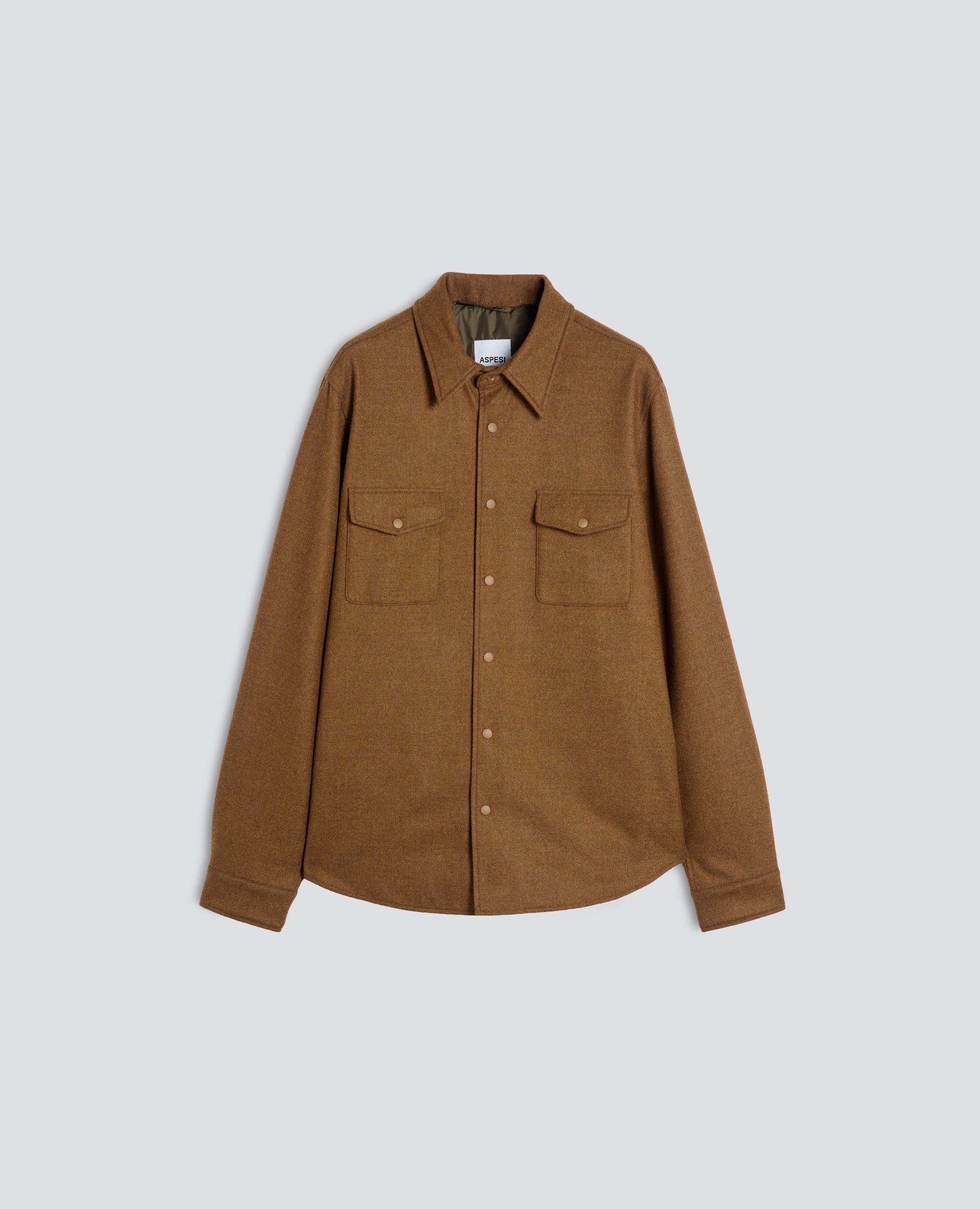 CAMICIA IN FLANELLA DI LANA COMFORT - MARRONE - ASPESI
