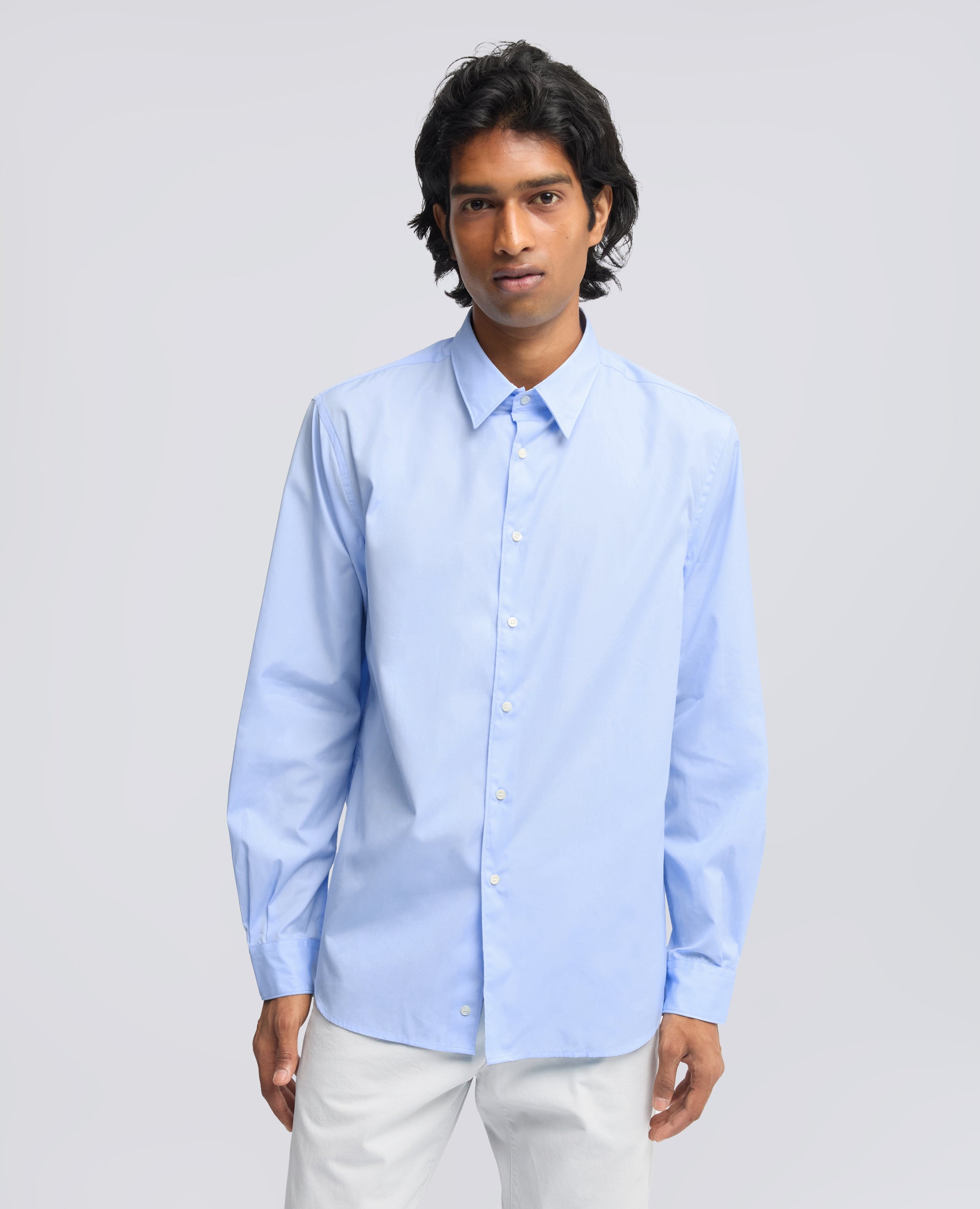 CAMICIA IN POPELINE DI COTONE SUPER FINE - BLEU CIEL - ASPESI