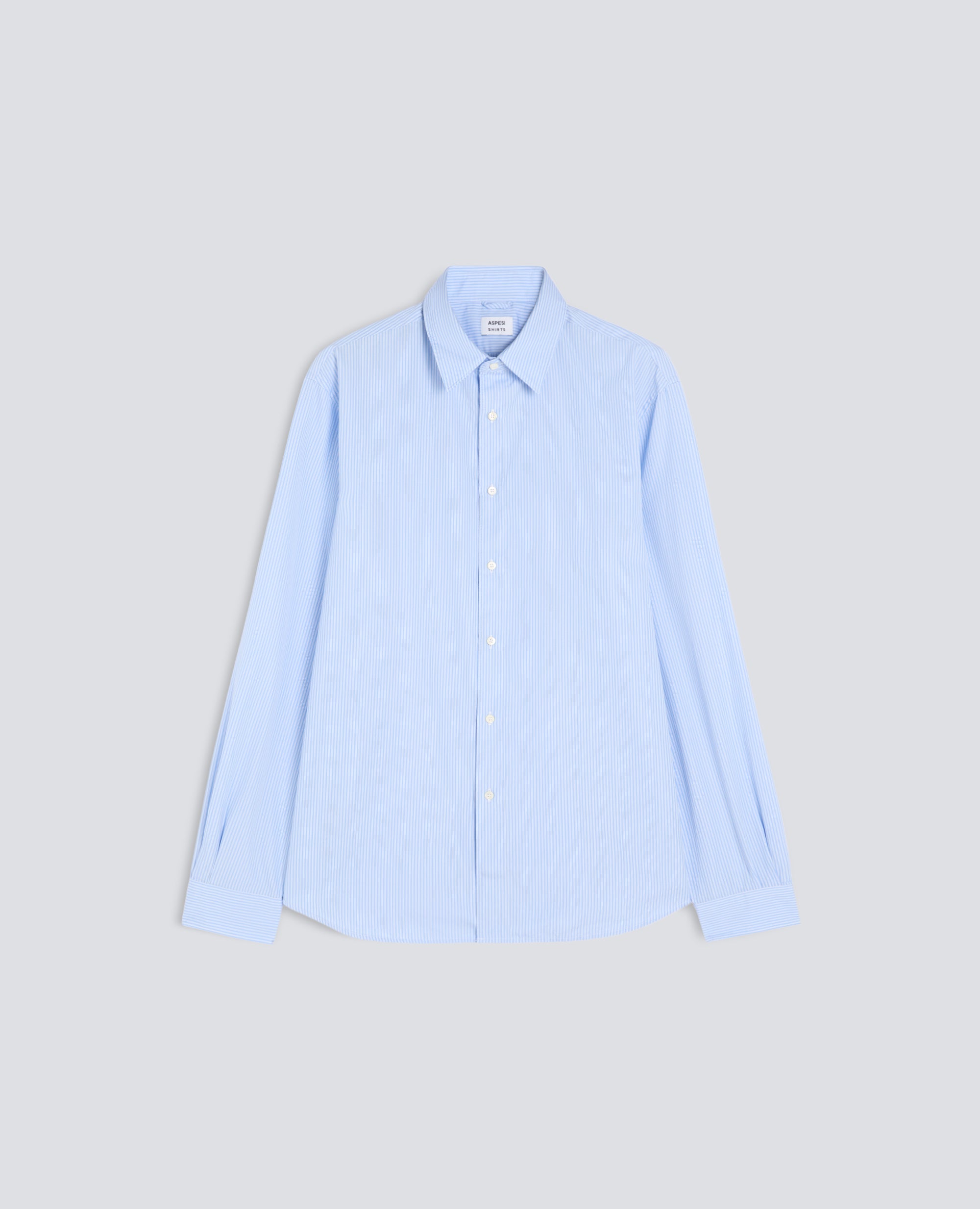 CAMICIA IN POPELINE DI COTONE RIGATO - AZZURRO - ASPESI