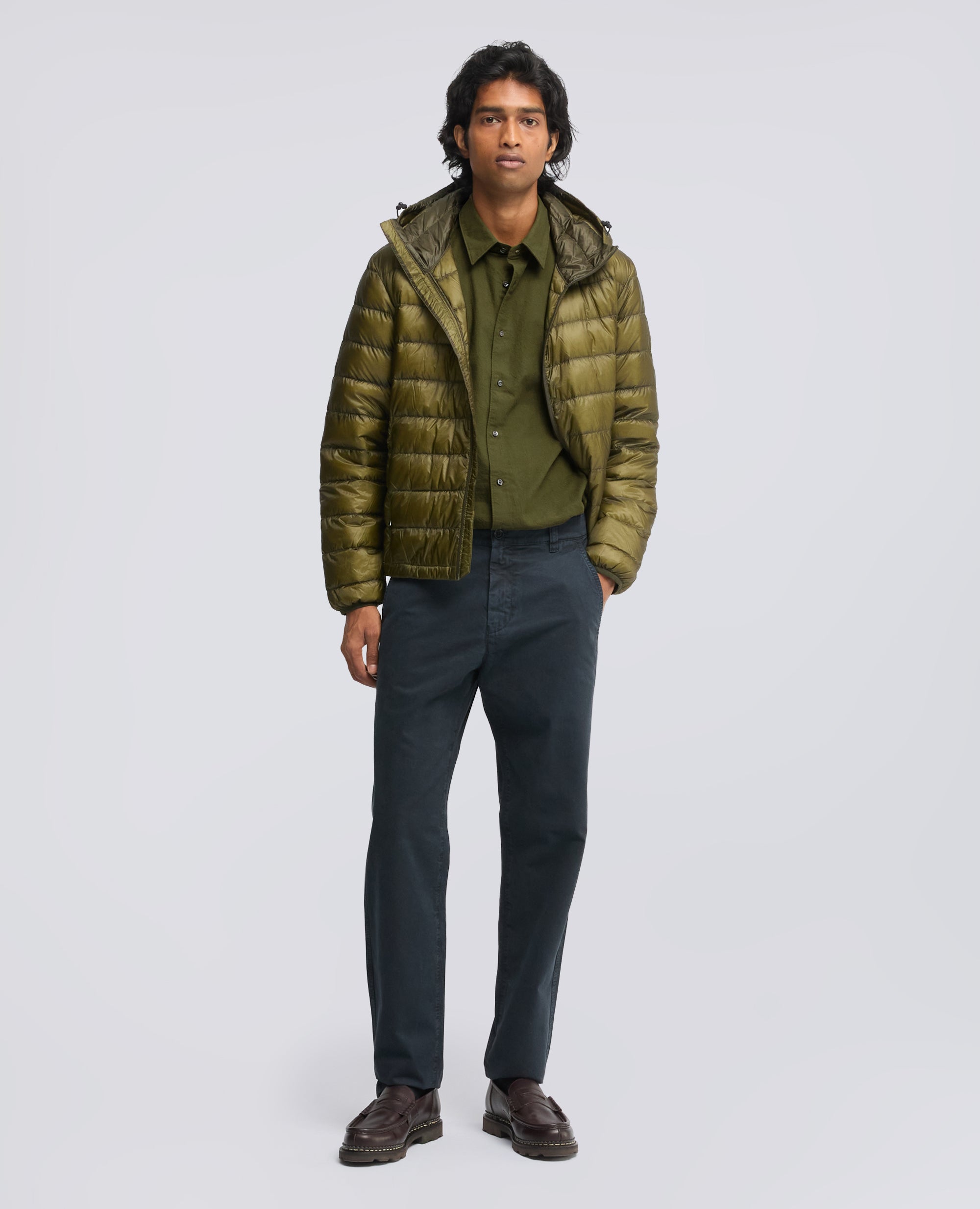 CAMICIA IN LEGGERA FLANELLA DI COTONE - MILITAIRE - ASPESI